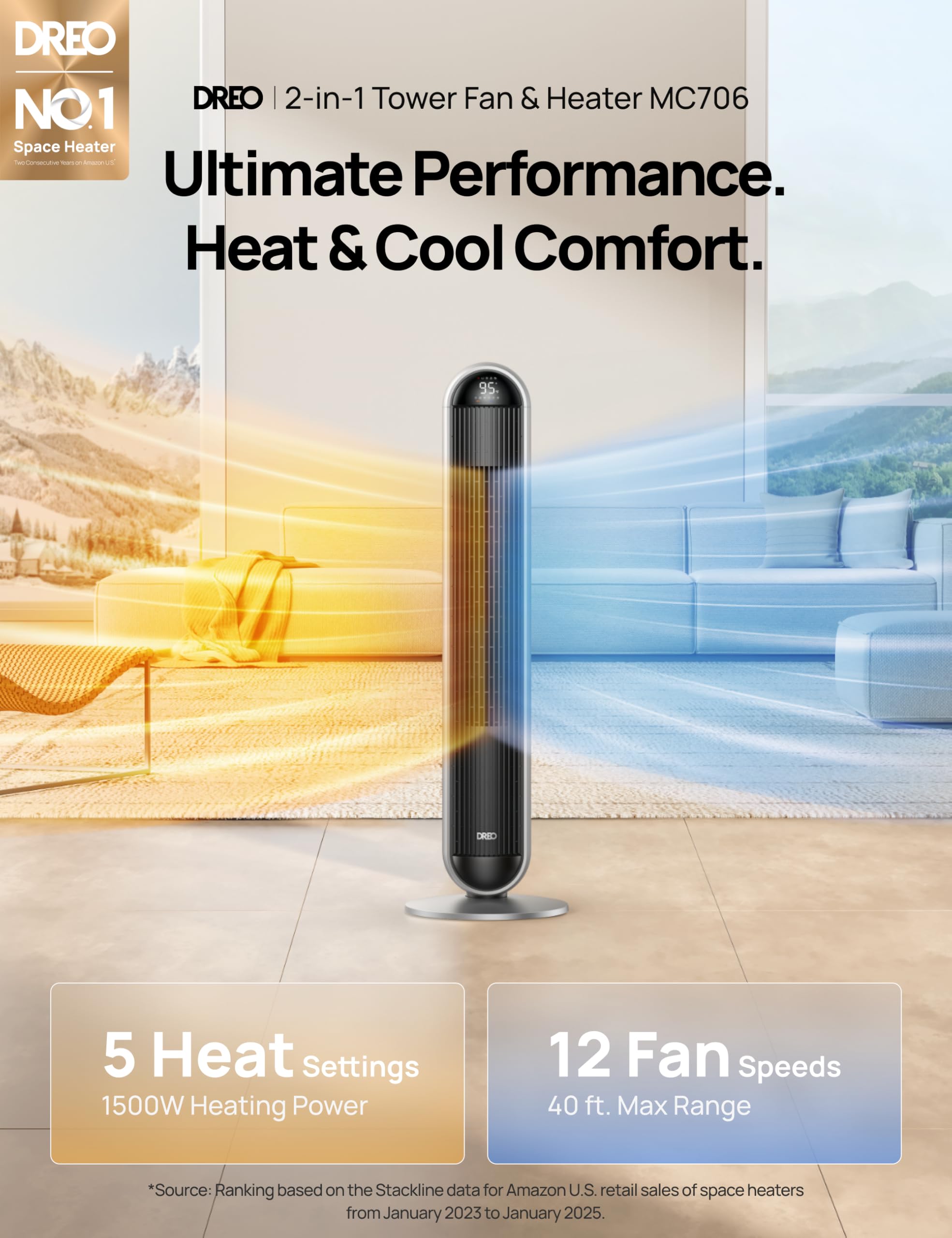 DREO MC706 42 inch tower heater with remote