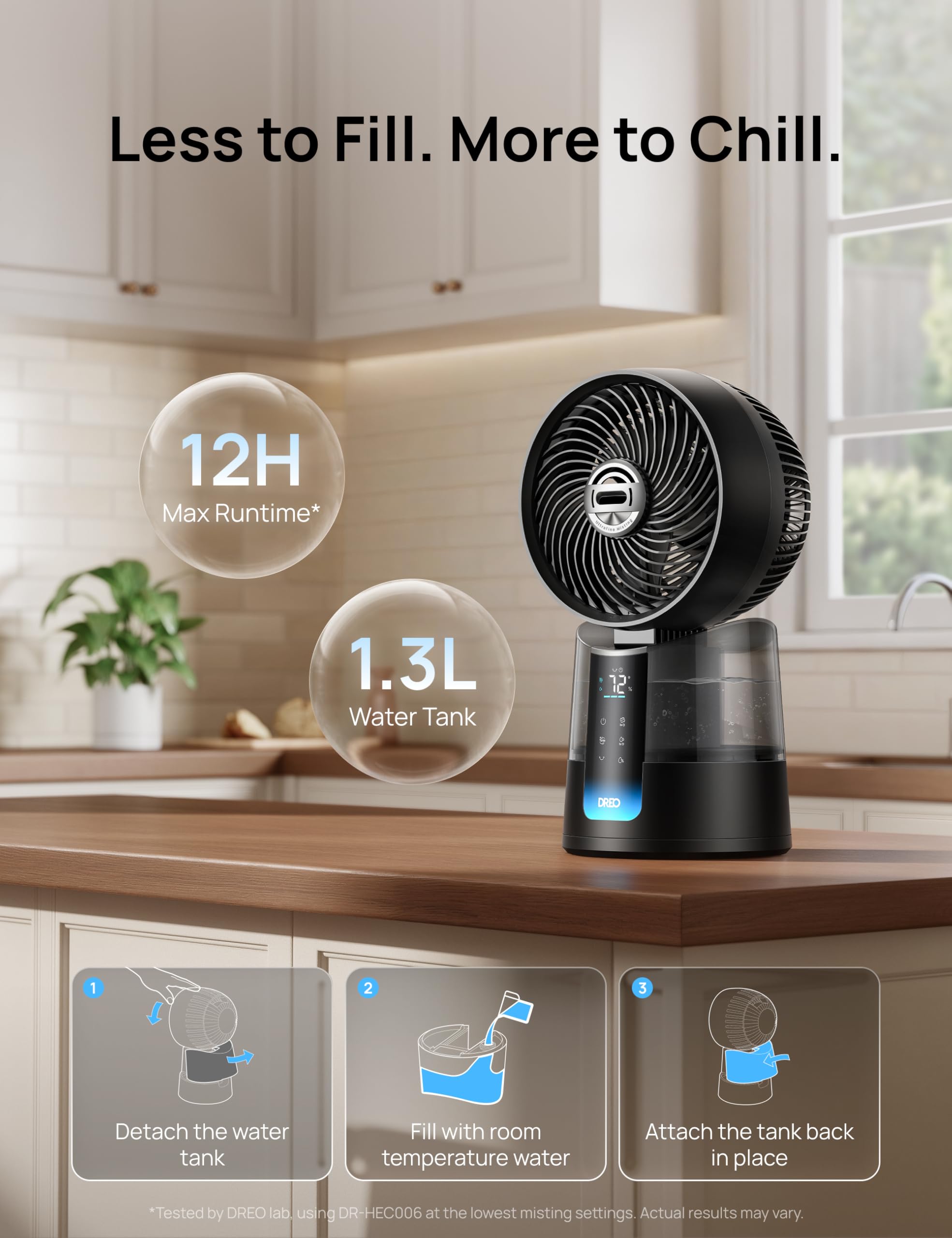 DREO misting fan 20 dB quiet operation