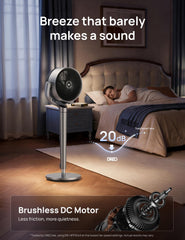 DREO oscillation coverage 150° horizontal 120° vertical pedestal height