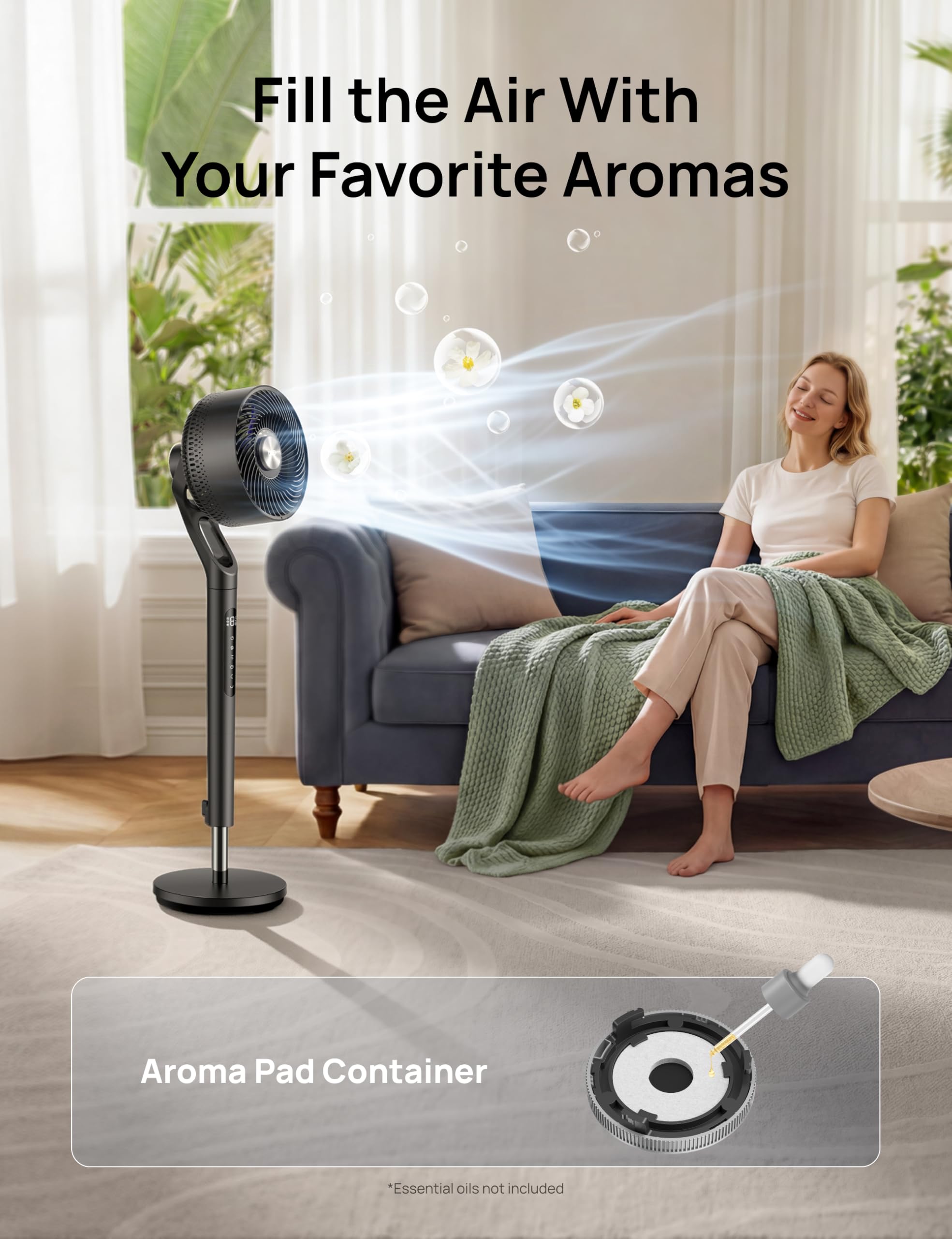 Quiet operation DREO standing fan for bedroom