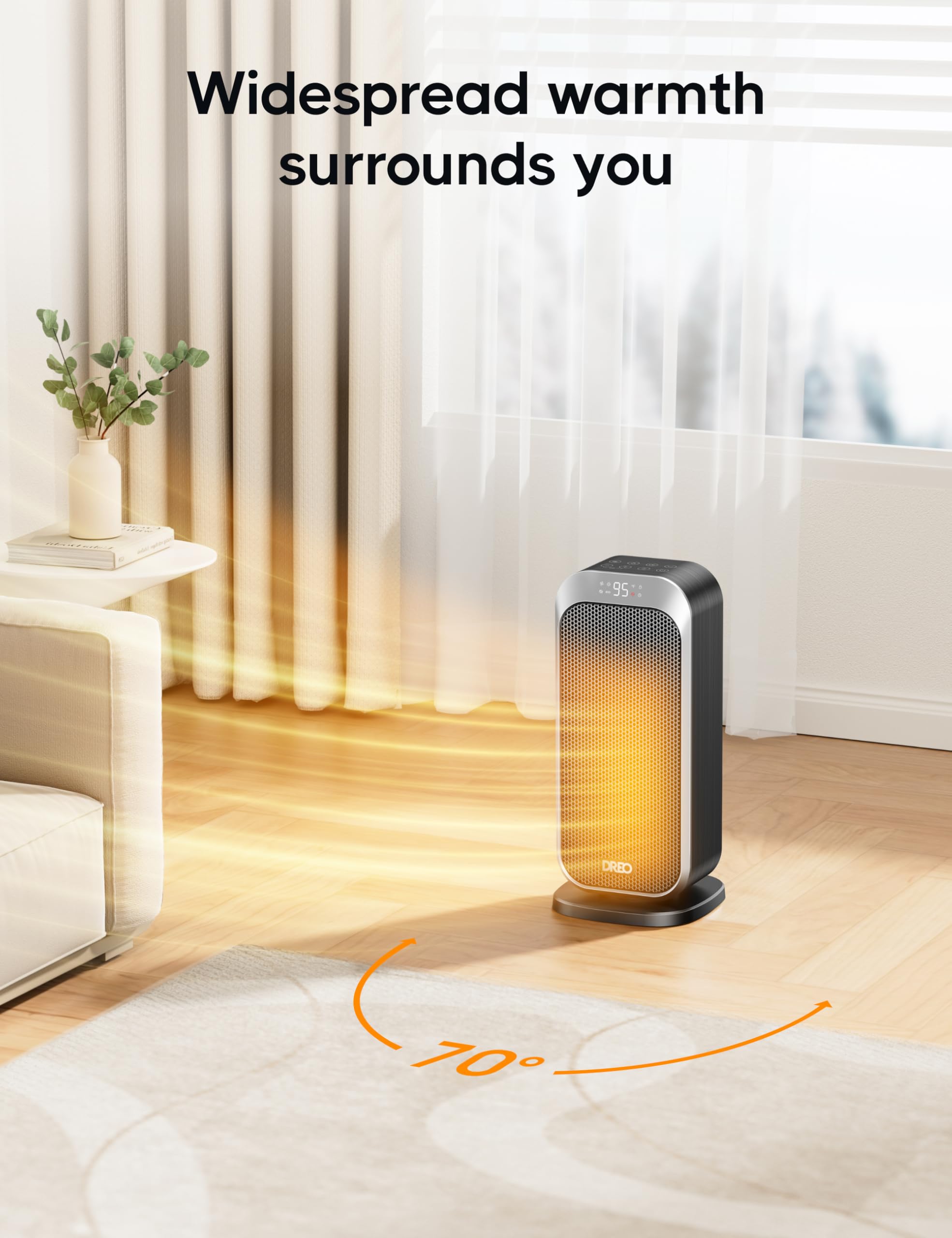 DREO space heater with 70 degree oscillation feature