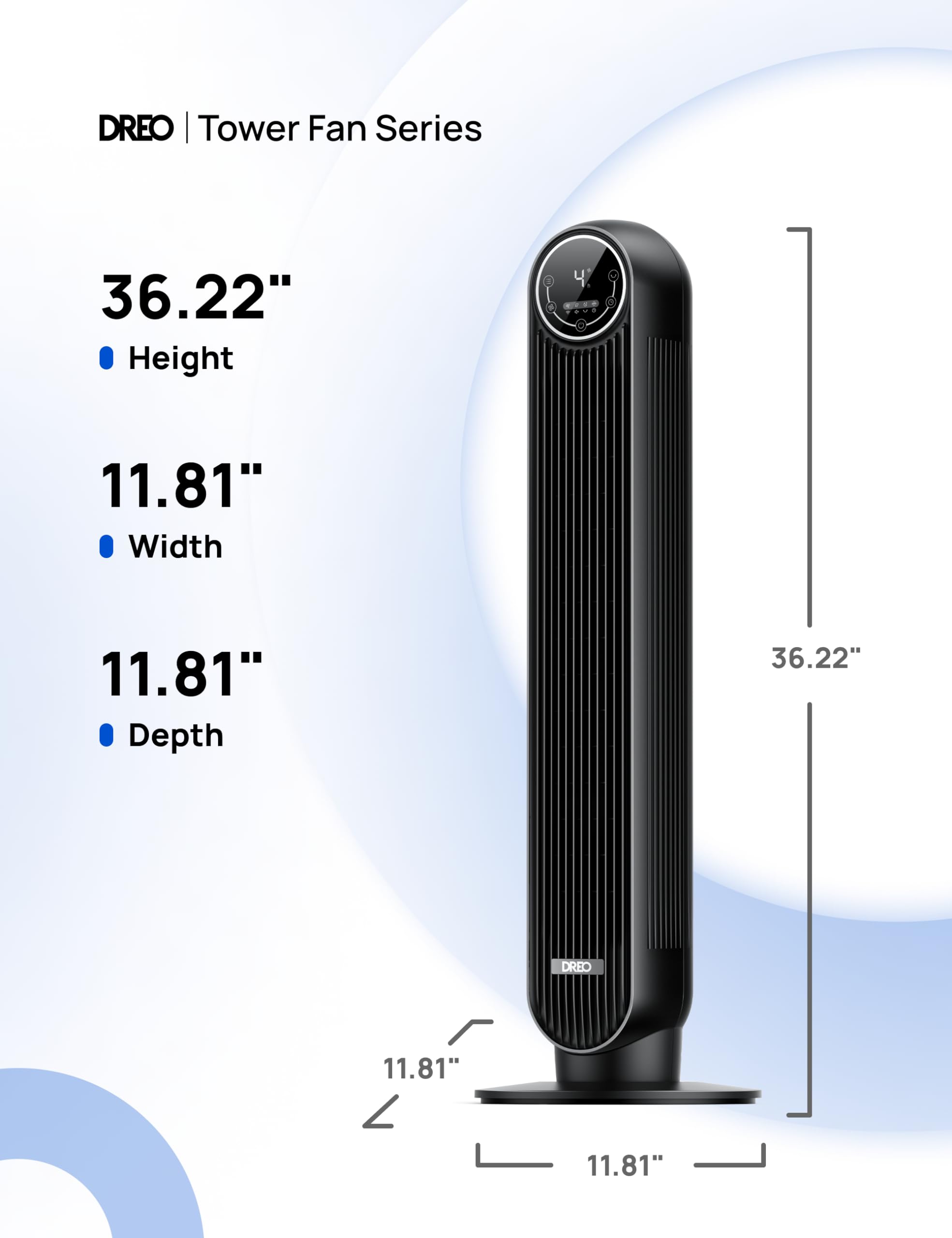 DREO Tower Fan for Bedroom removable rear grille close up