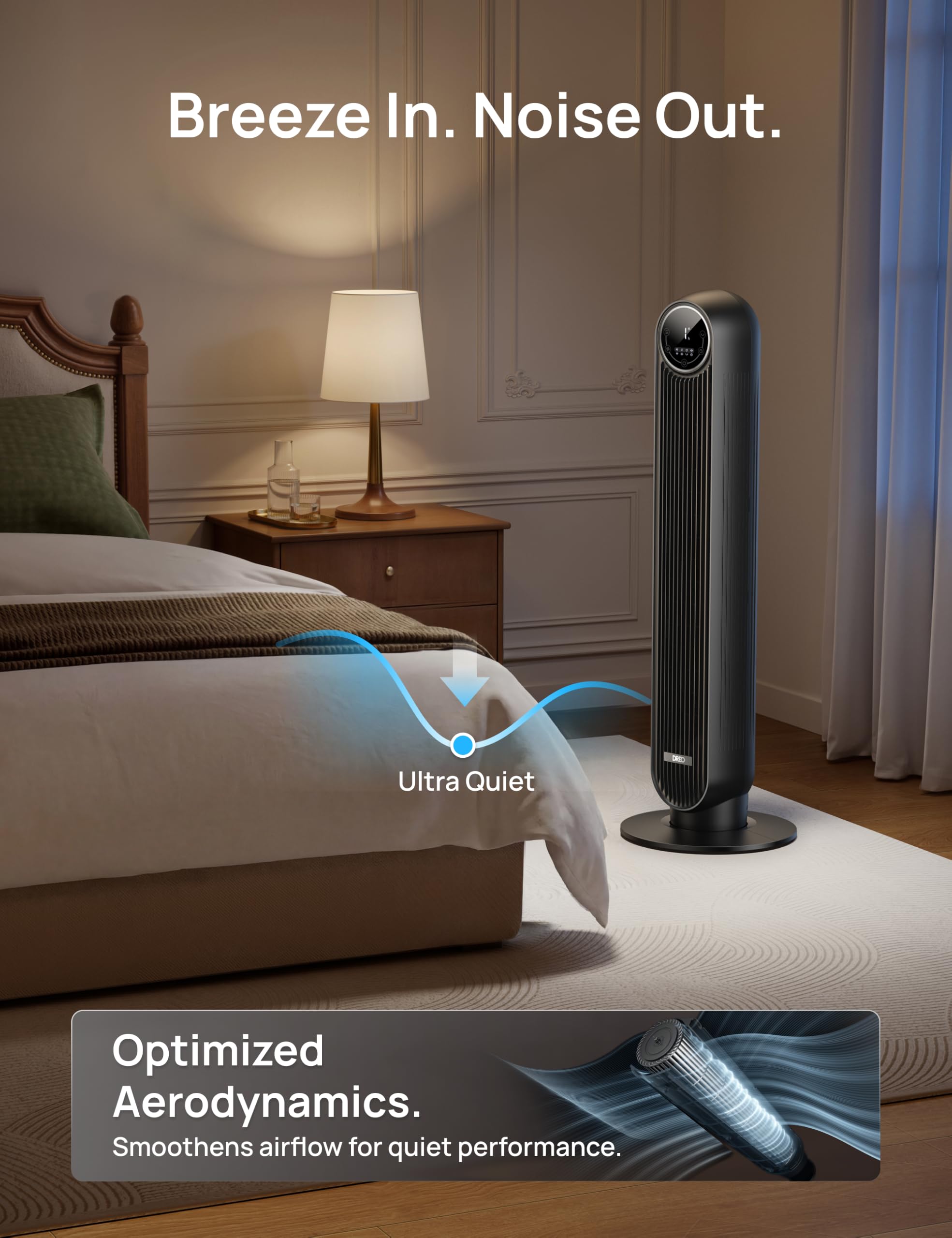 DREO Tower Fan for Bedroom remote controlled unit