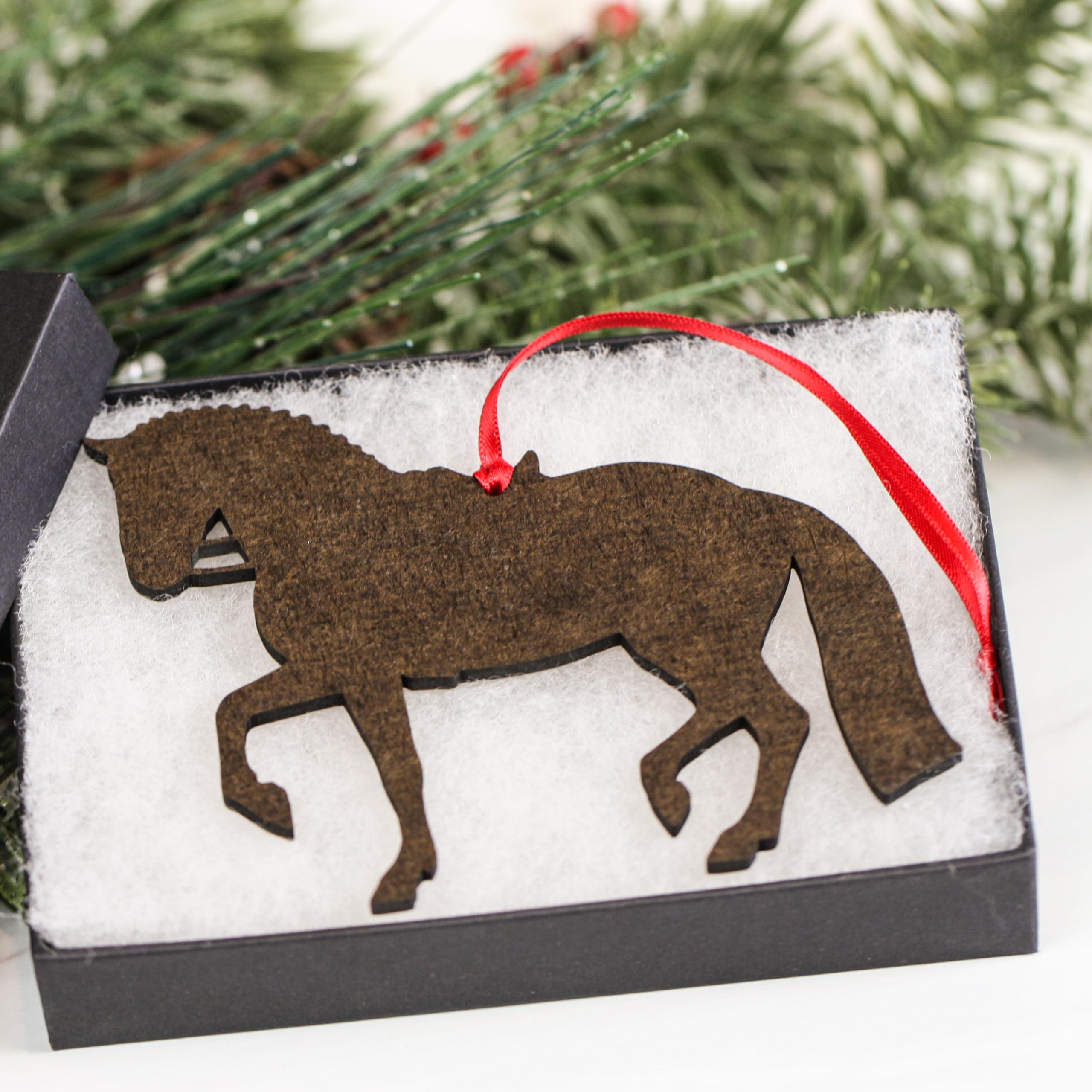 Dressage horse Christmas decor ornament suitable for tree mantle wreath