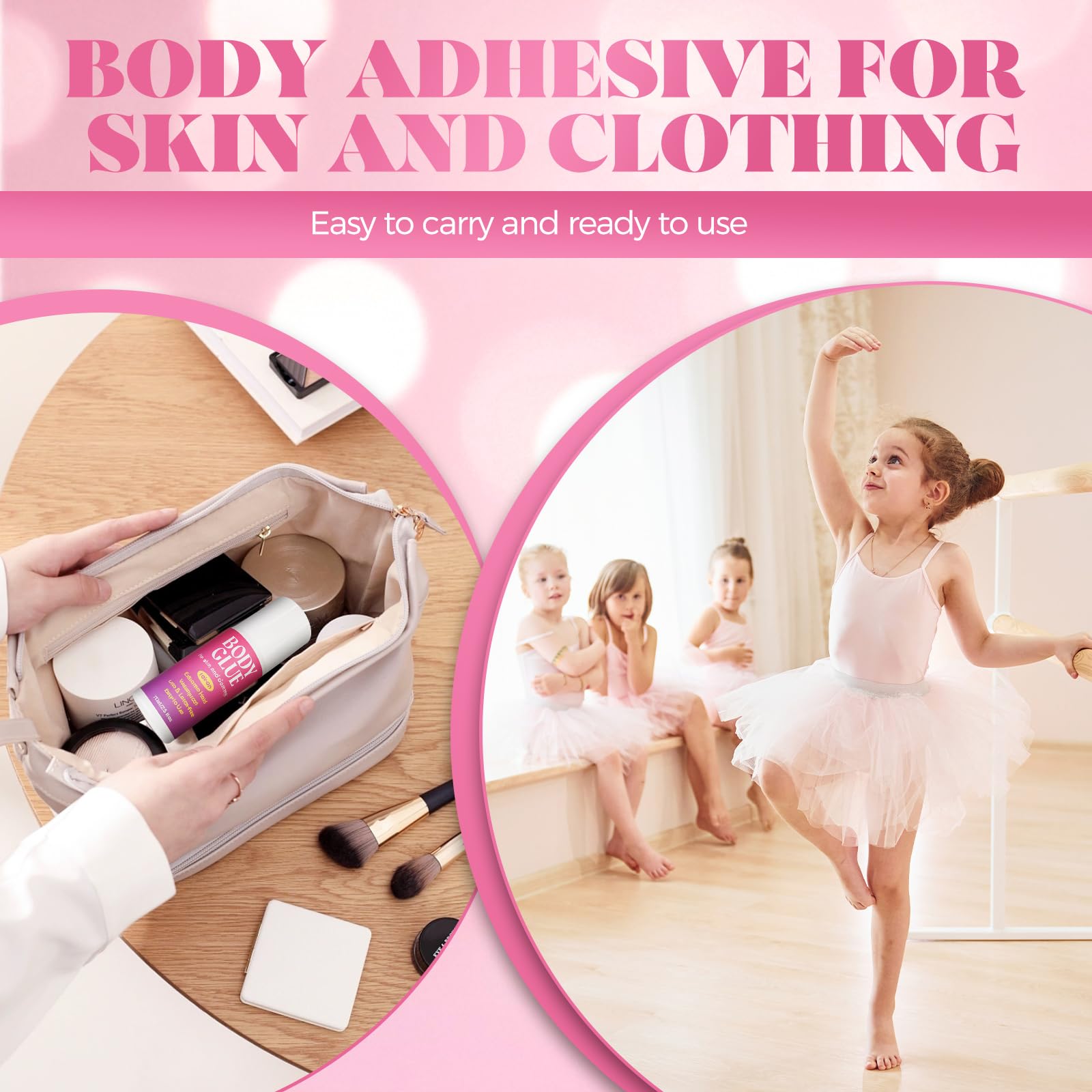 Easy removal of body glue with soap and water from skin