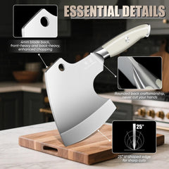 Bone chopping knife curved blade hang hole feature