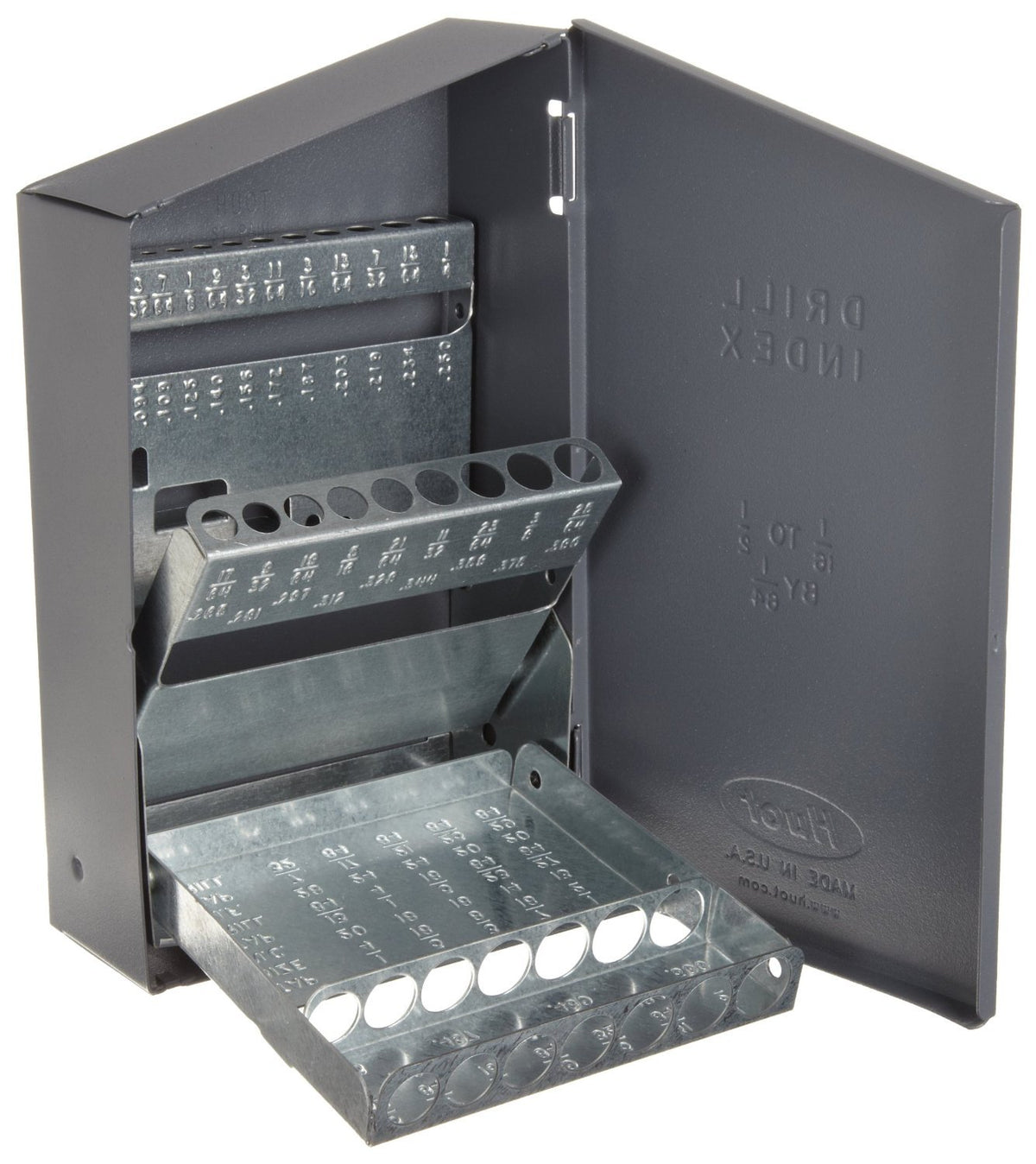Drill America Drill Bit Index Case 10550 with 29 sizes 1/16 to 1/2 inch in rugged steel case