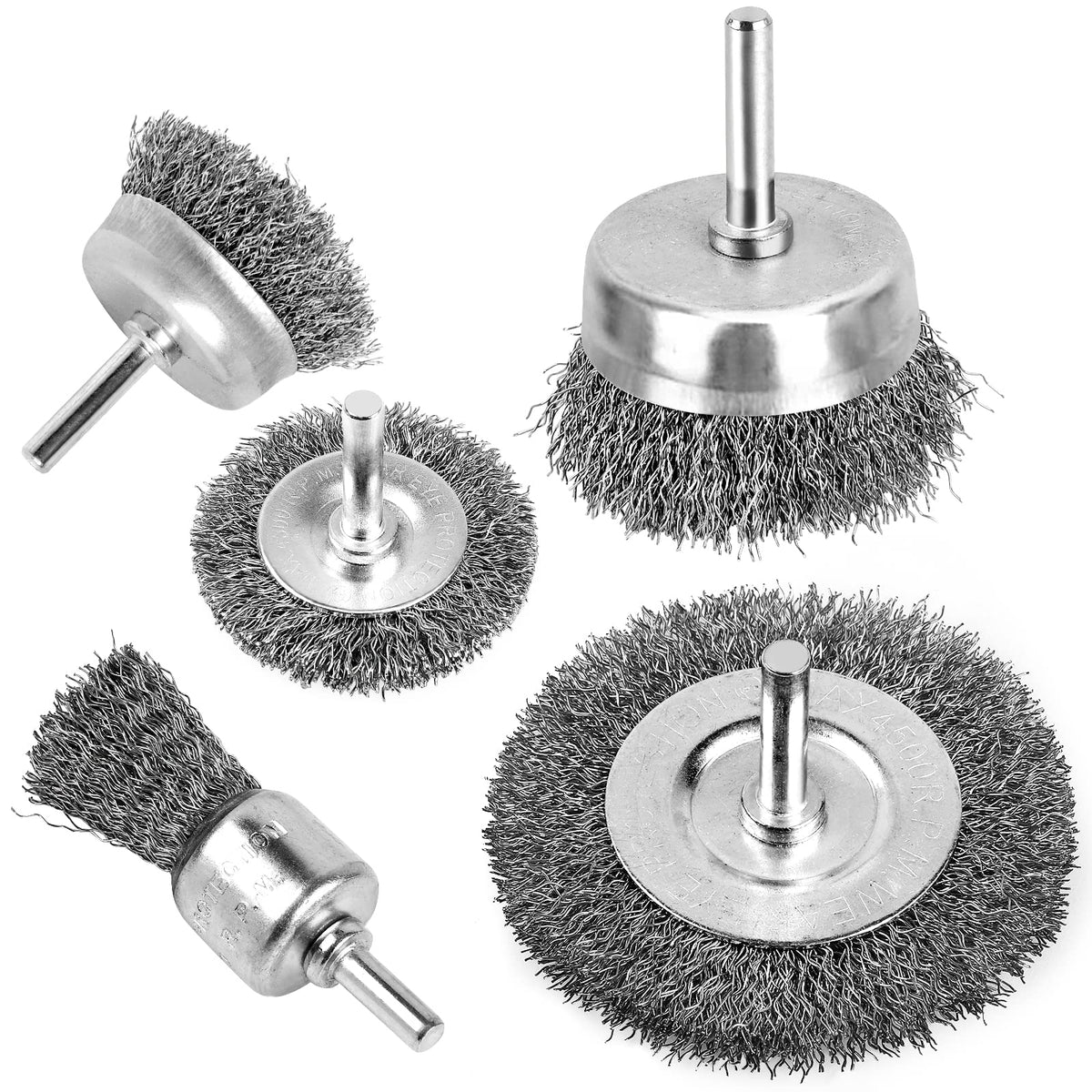 Drill Wire Brush Set 5-piece kit with varying brush sizes