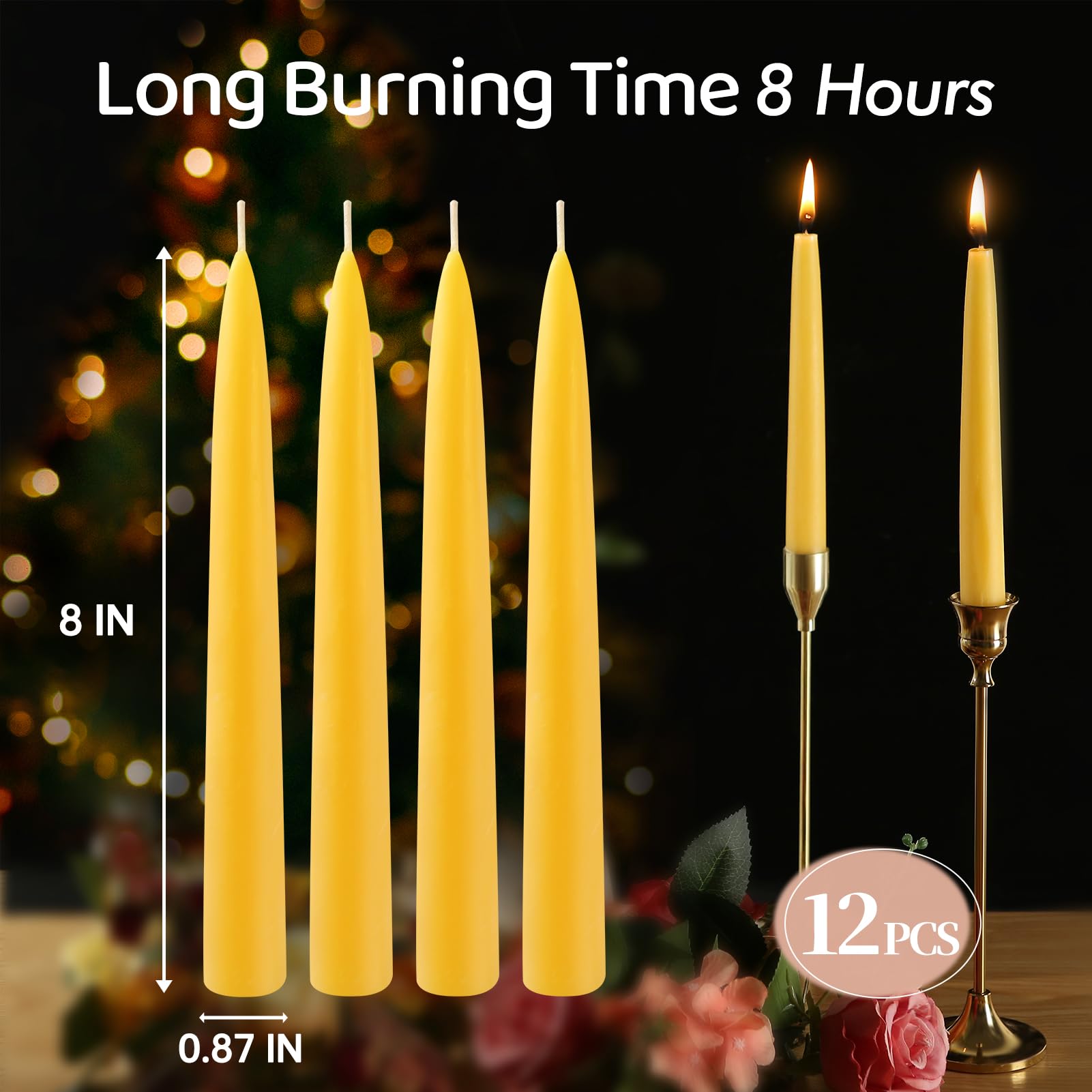 Dripless smokeless beeswax taper candle bulk
