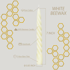 Dripless beeswax taper candle with compatible wick