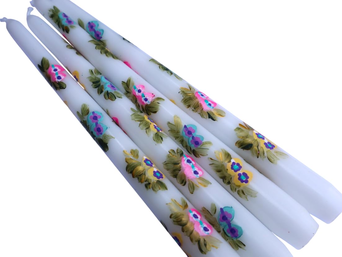 Decorative Easter candles with floral accents