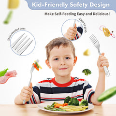 18/0 stainless steel DRKIO toddler utensils close up