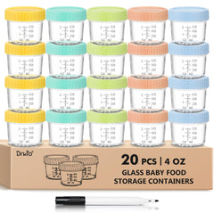 DRKIO 20 pack glass baby food containers with lids