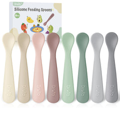 DRKIO 8 piece silicone baby spoons pastel colors for infants