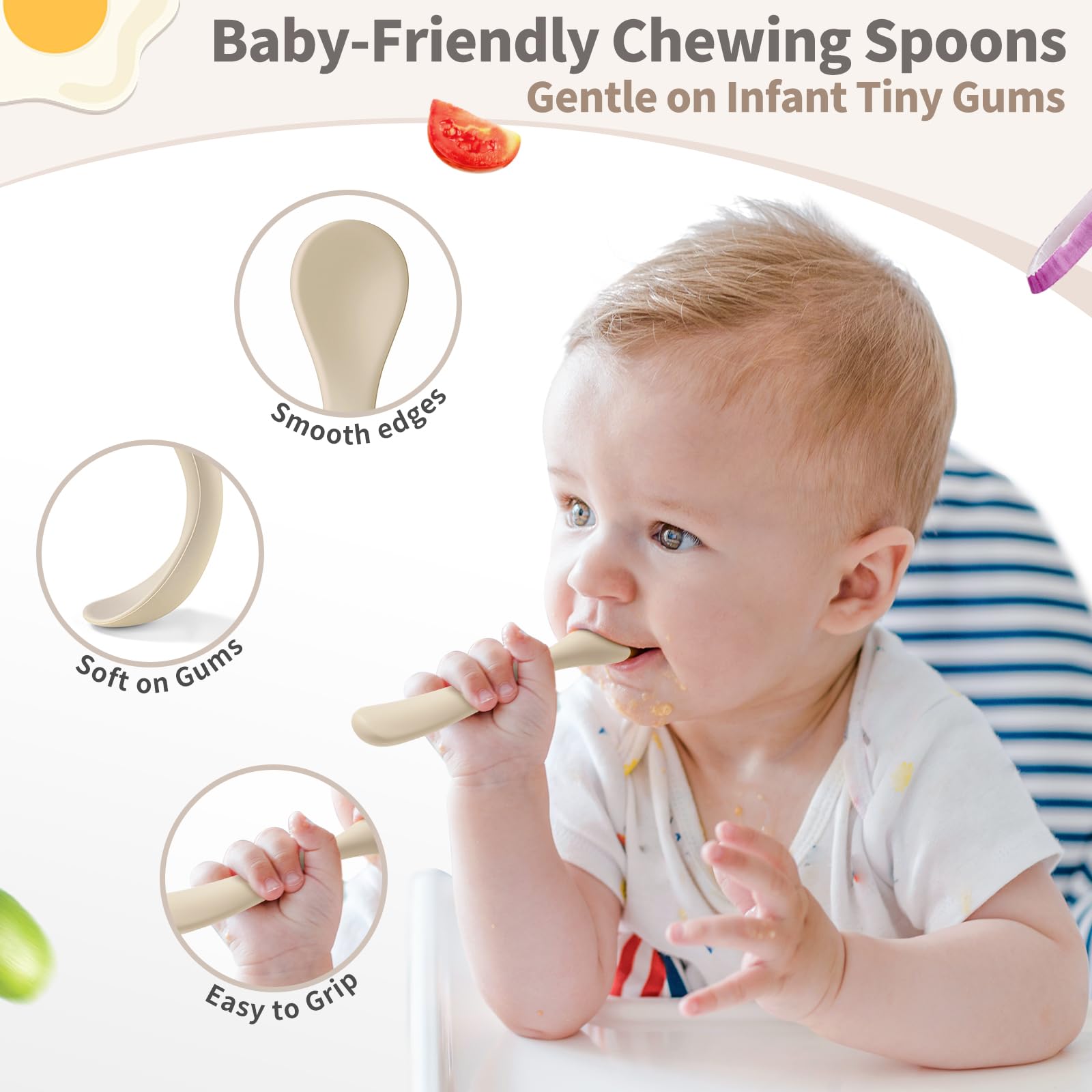 Soft tip chewable spoon with ergonomic handle DRKIO set