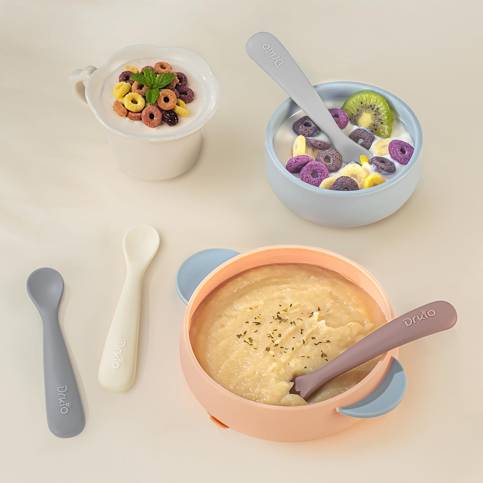 8-piece baby spoons for teething and meals DRKIO