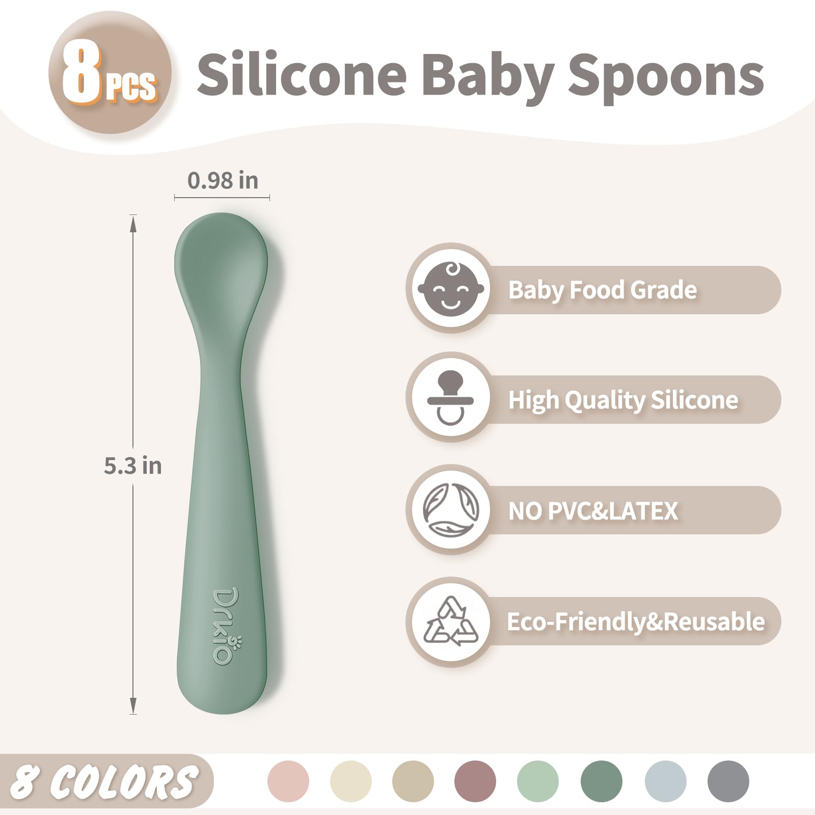Infant utensils DRKIO silicone spoons for first stage feeding