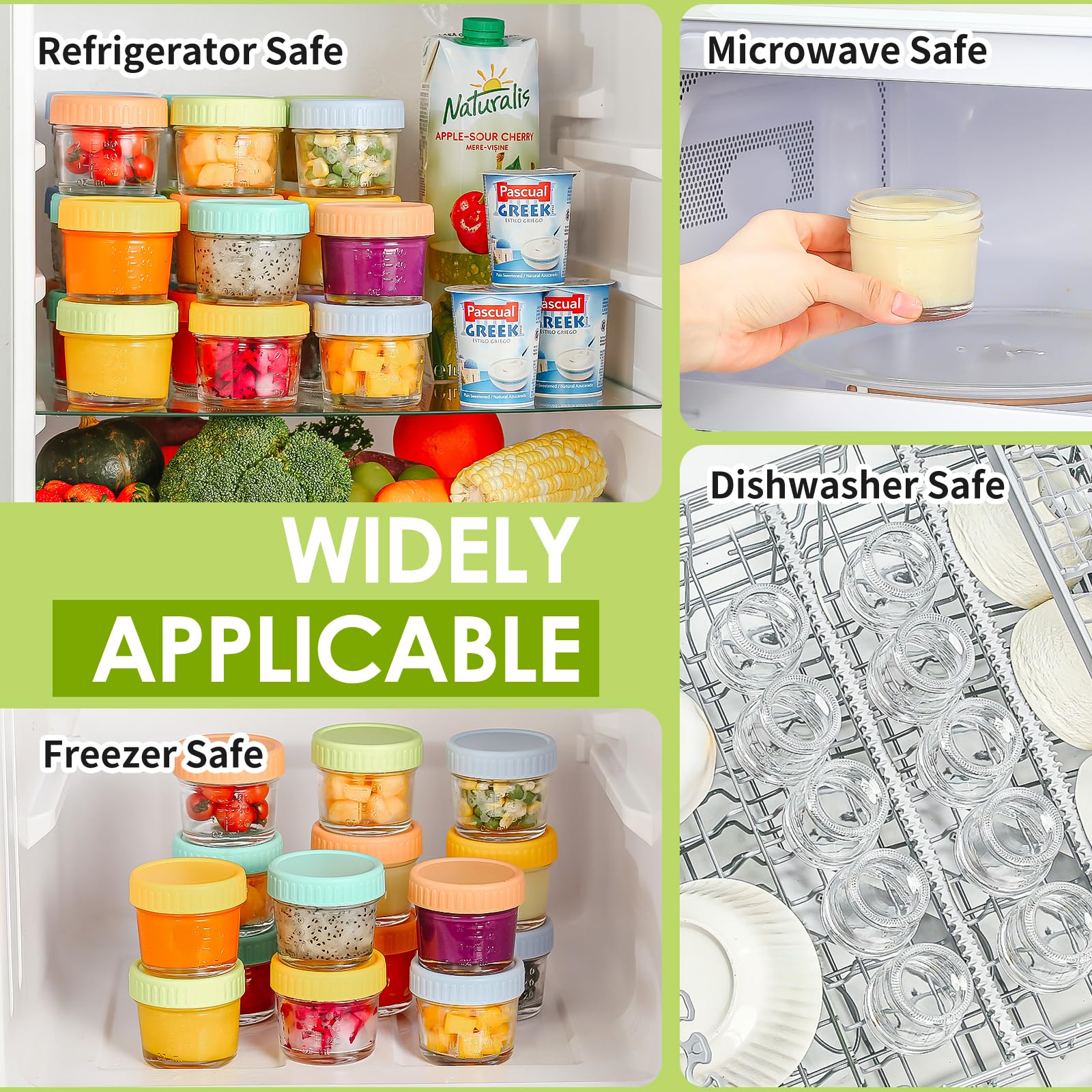 Dishwasher safe glass baby food jars by DRKIO