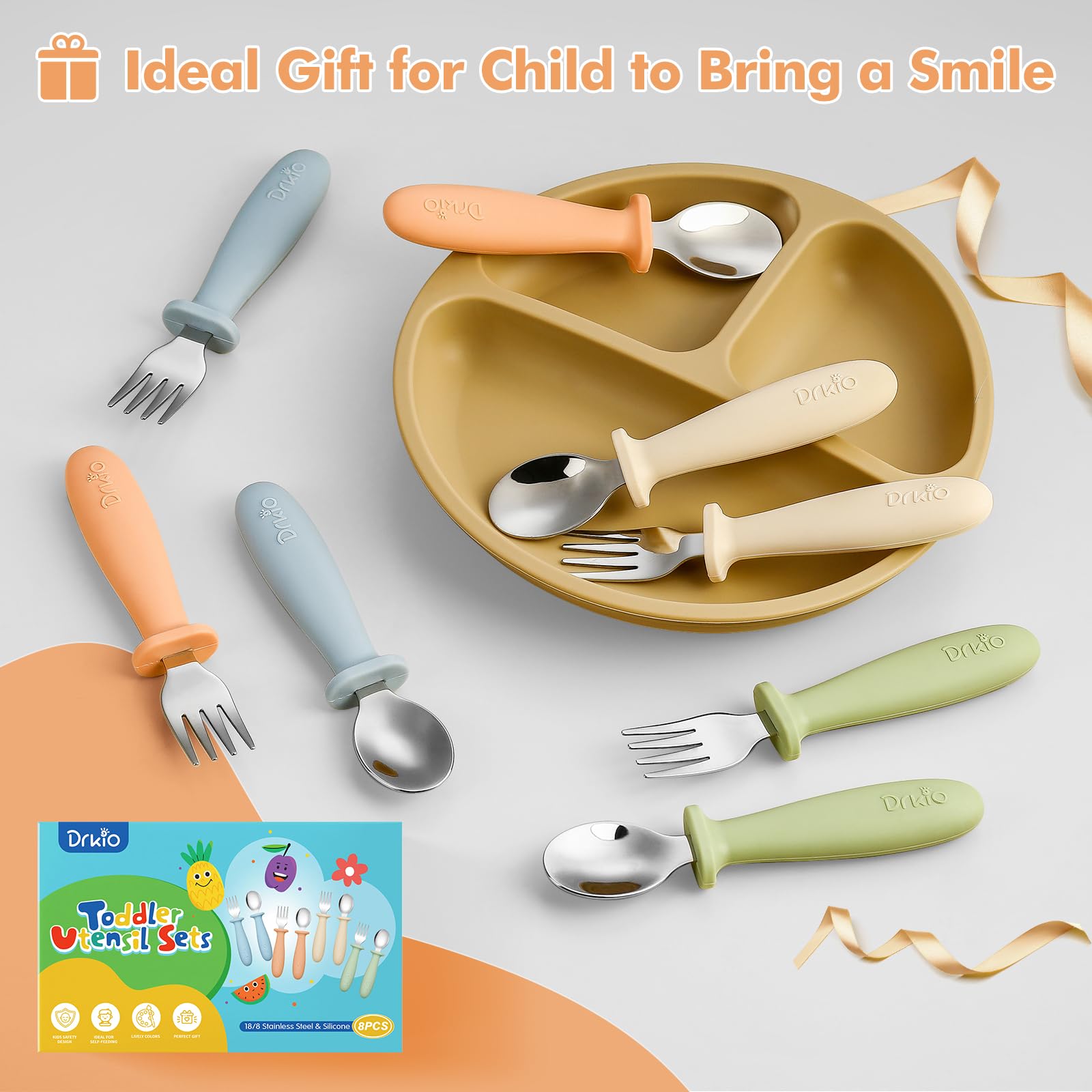 dishwasher safe 18/8 stainless steel silicone utensils
