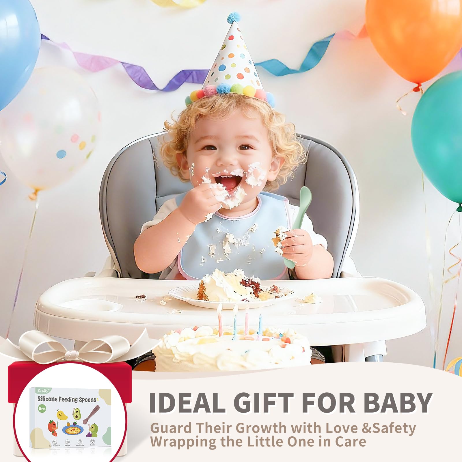 Gift-ready packaging DRKIO silicone baby spoons box