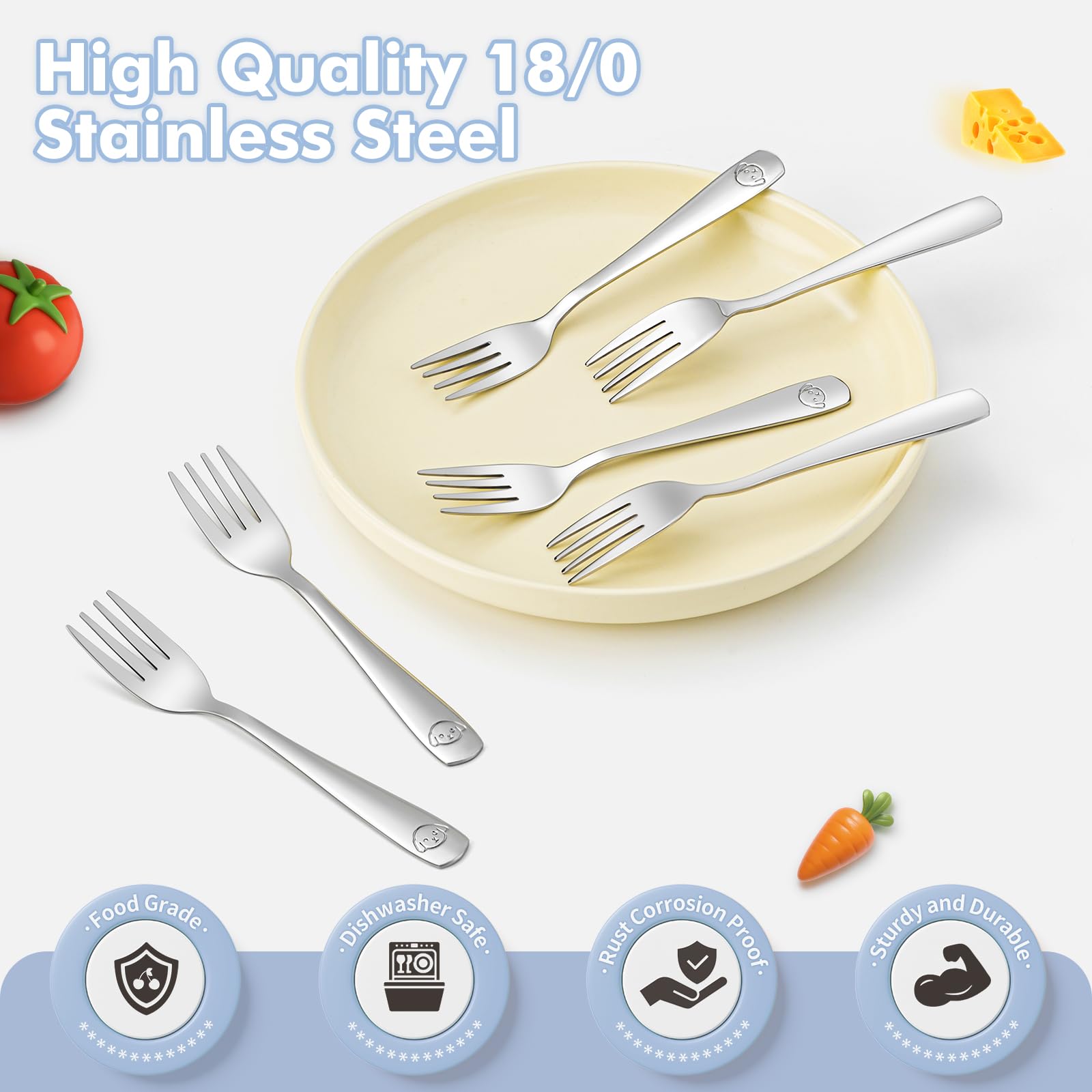 Dishwasher safe DRKIO toddler forks for easy cleaning
