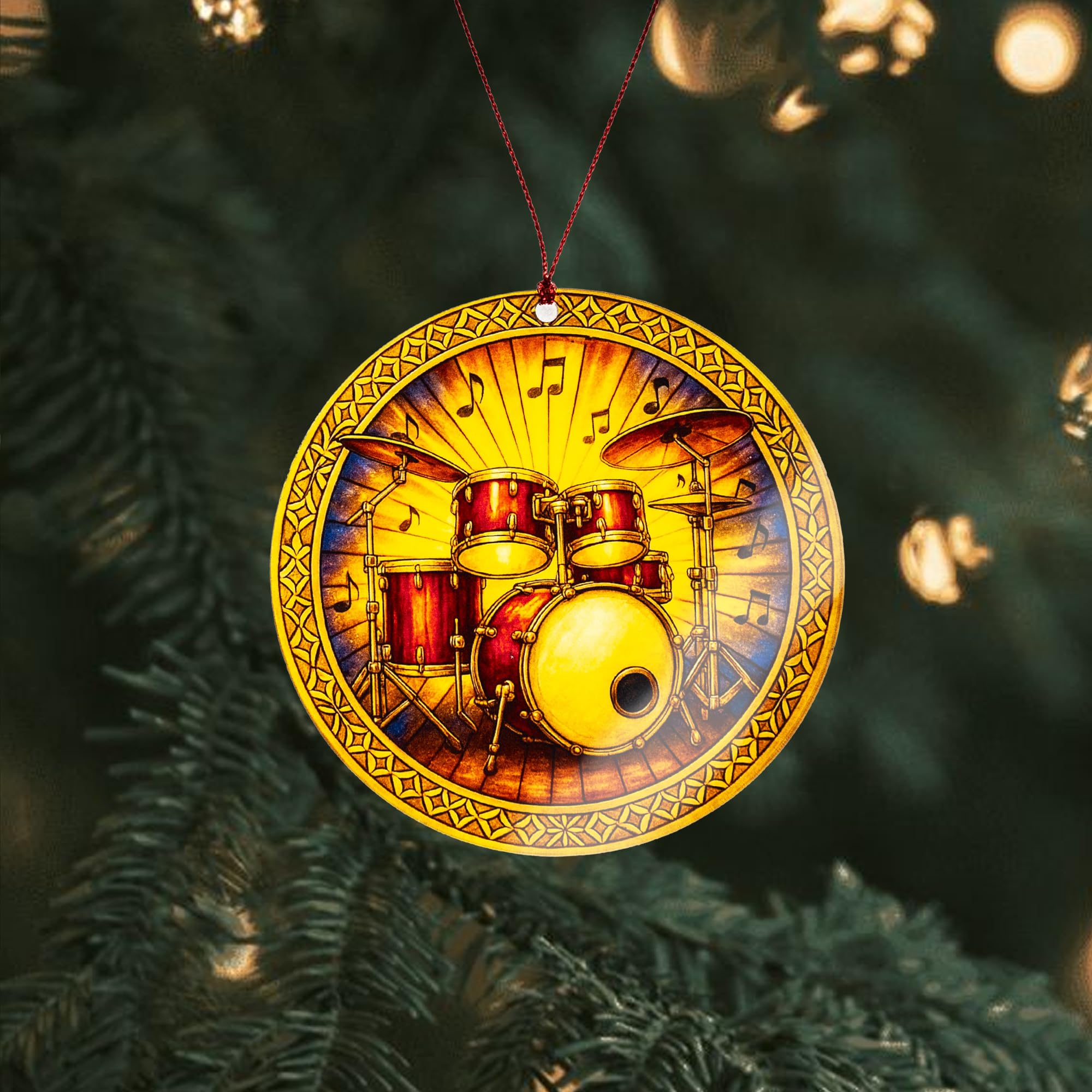 Drum Ornament stained glass suncatcher look