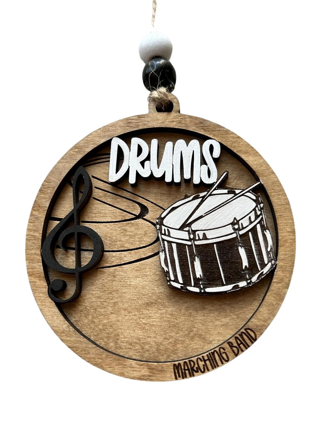 drums marching band ornament two-layer wood design