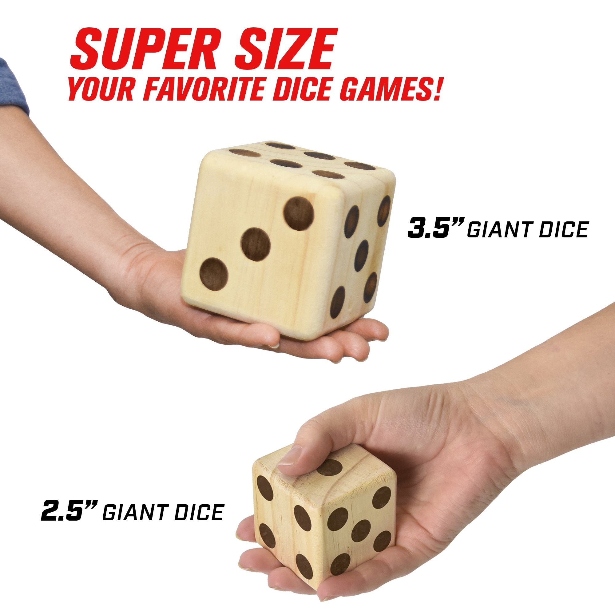 Double-sided dry-erase Rollzee scoreboard included with dice set