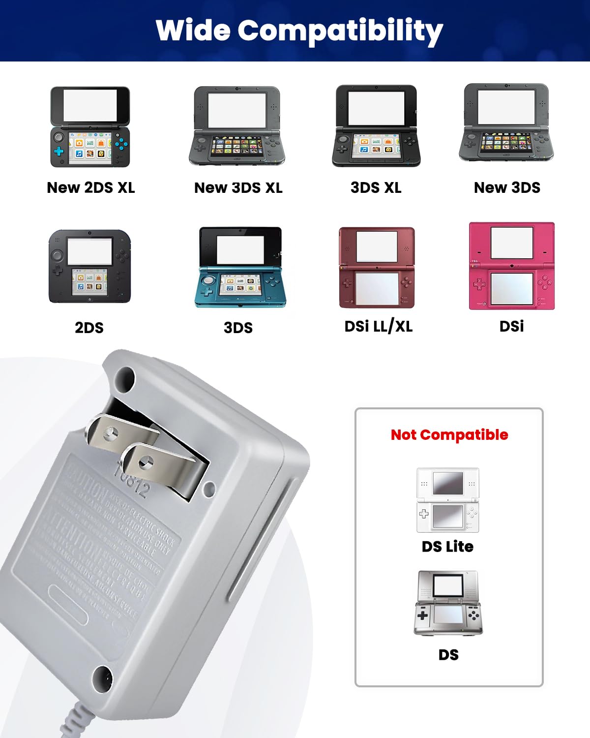 DSi XL charger suitable for Nintendo 3DS family