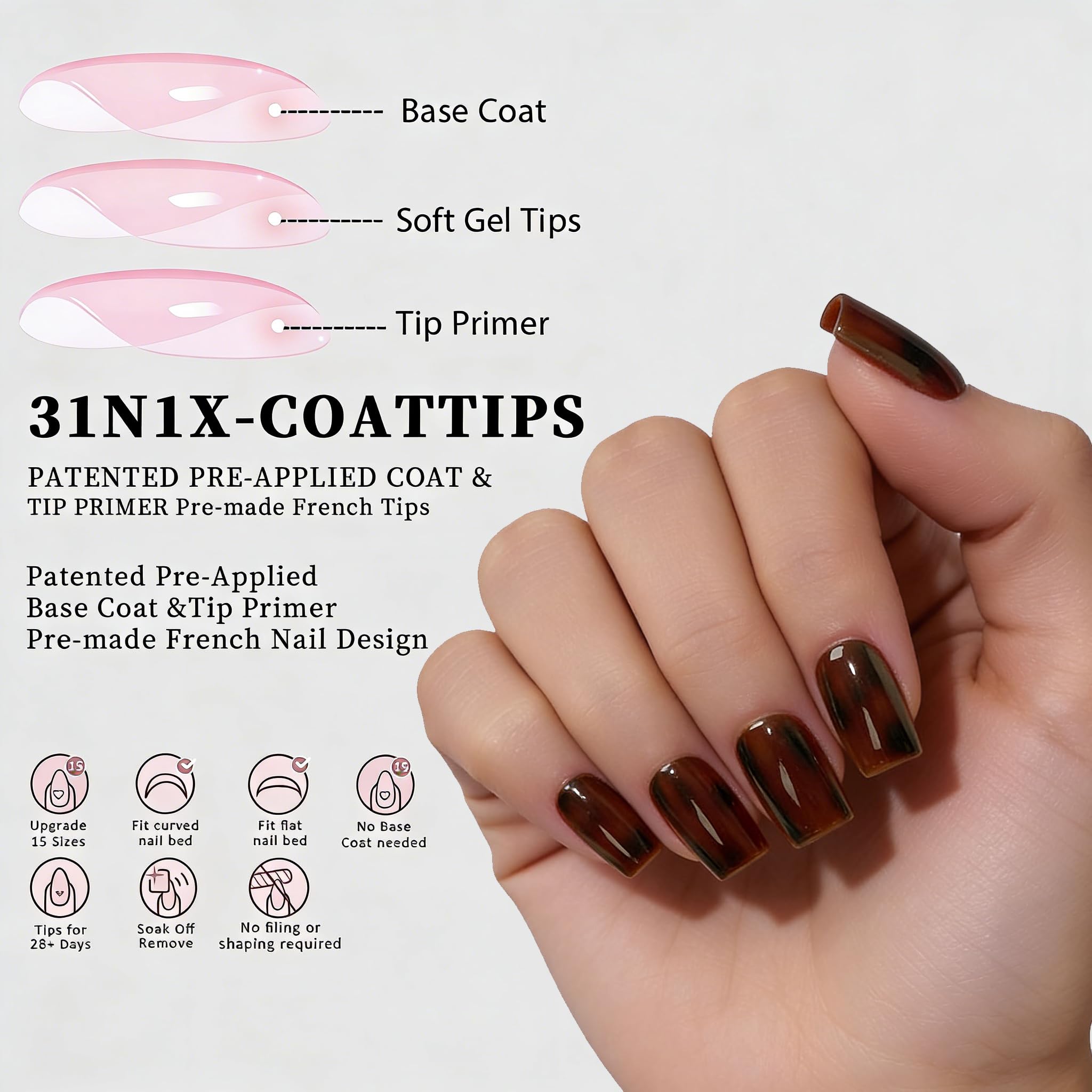 Dsixnails tortoiseshell press on nails 150pcs product shot