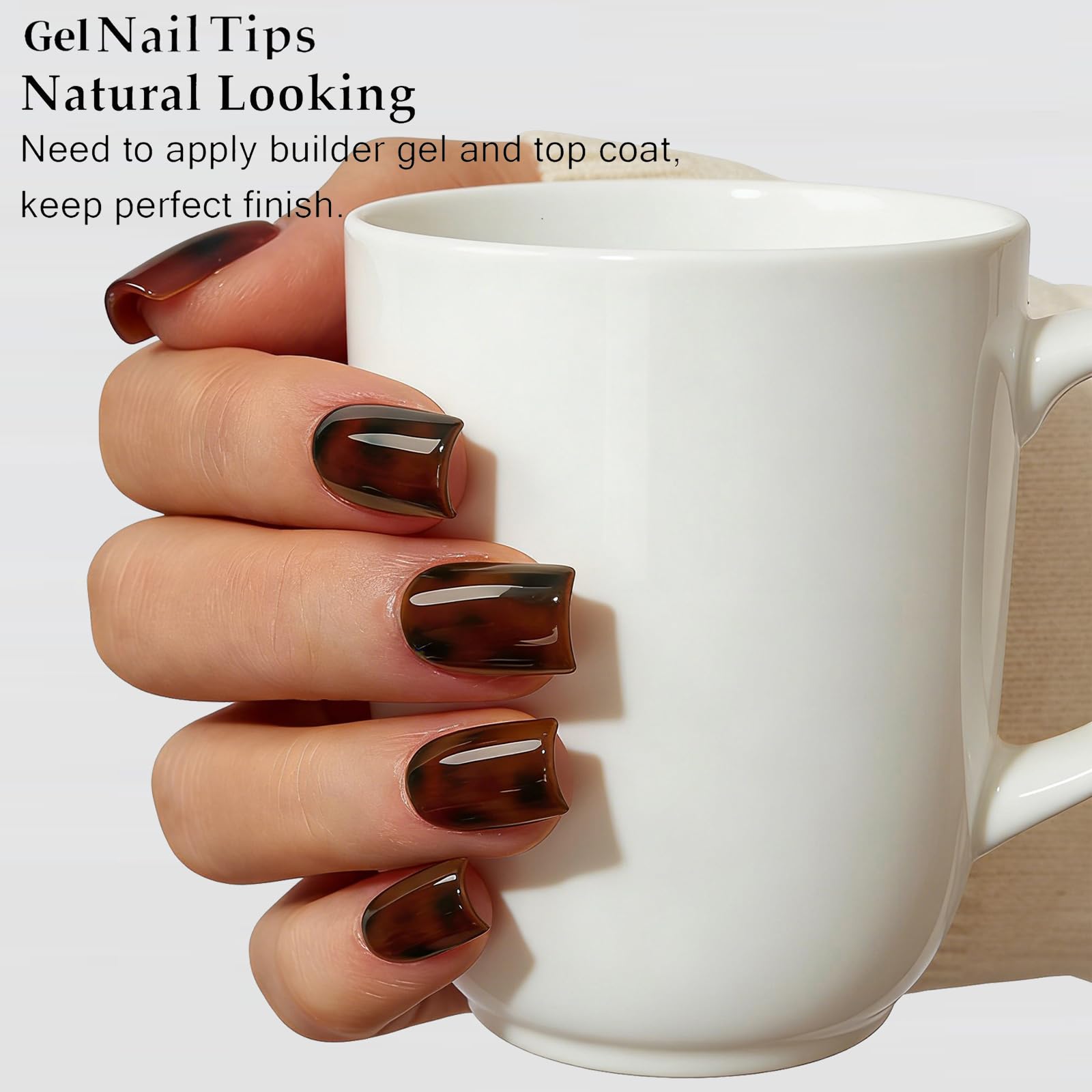 Dsixnails short square matte nail tips close up