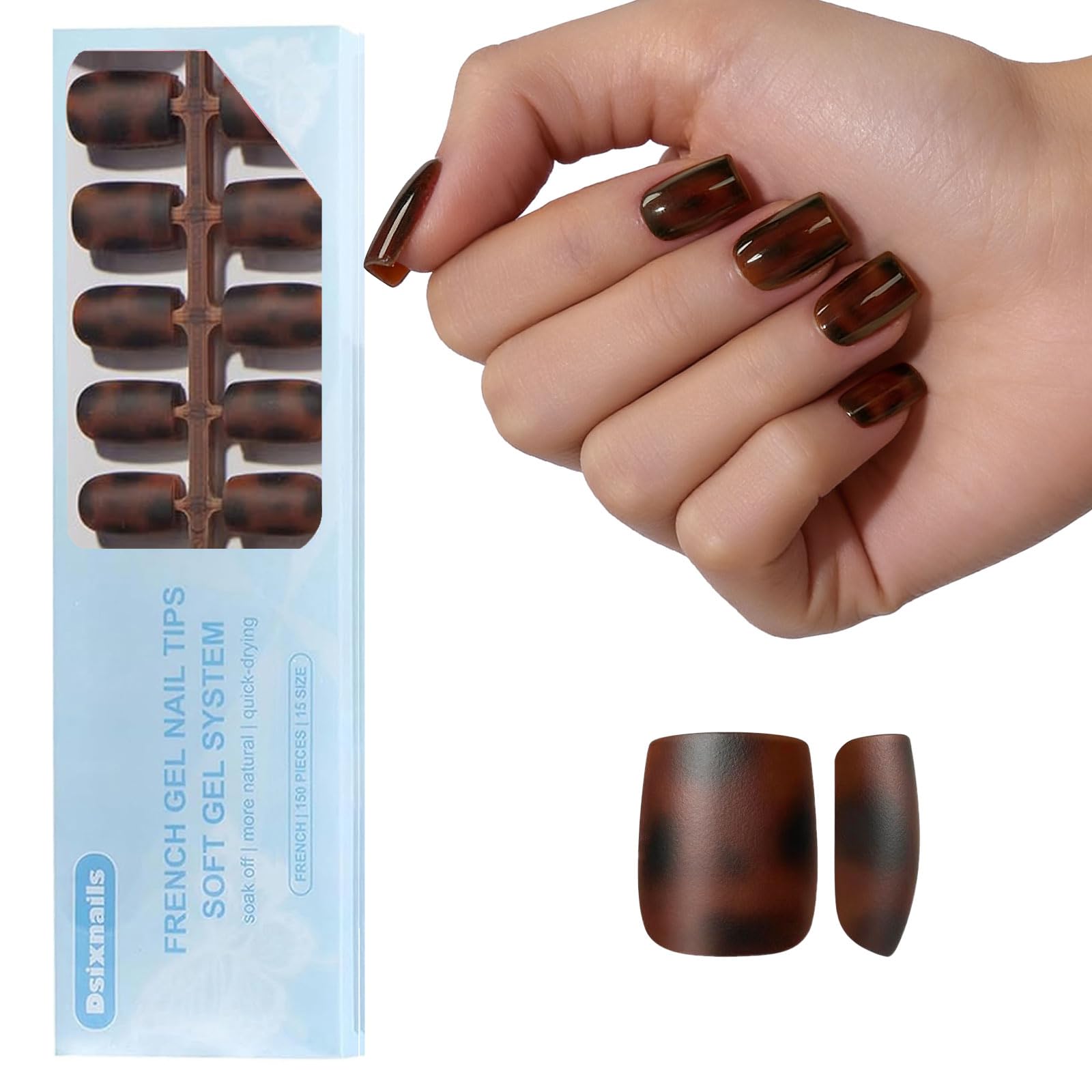 Dsixnails tortoiseshell press on nails 150pcs display