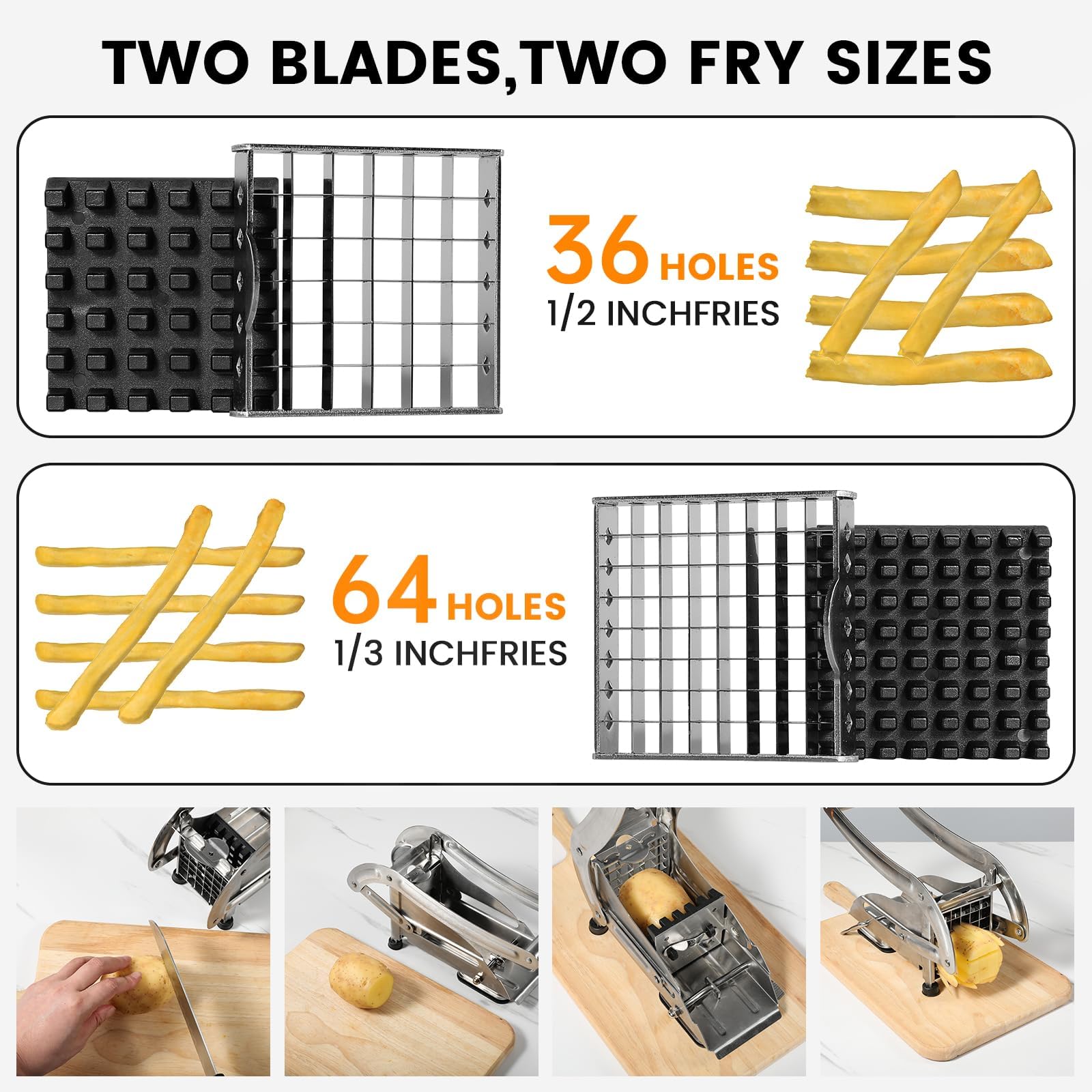 Extended handle provides leverage for firm potatoes