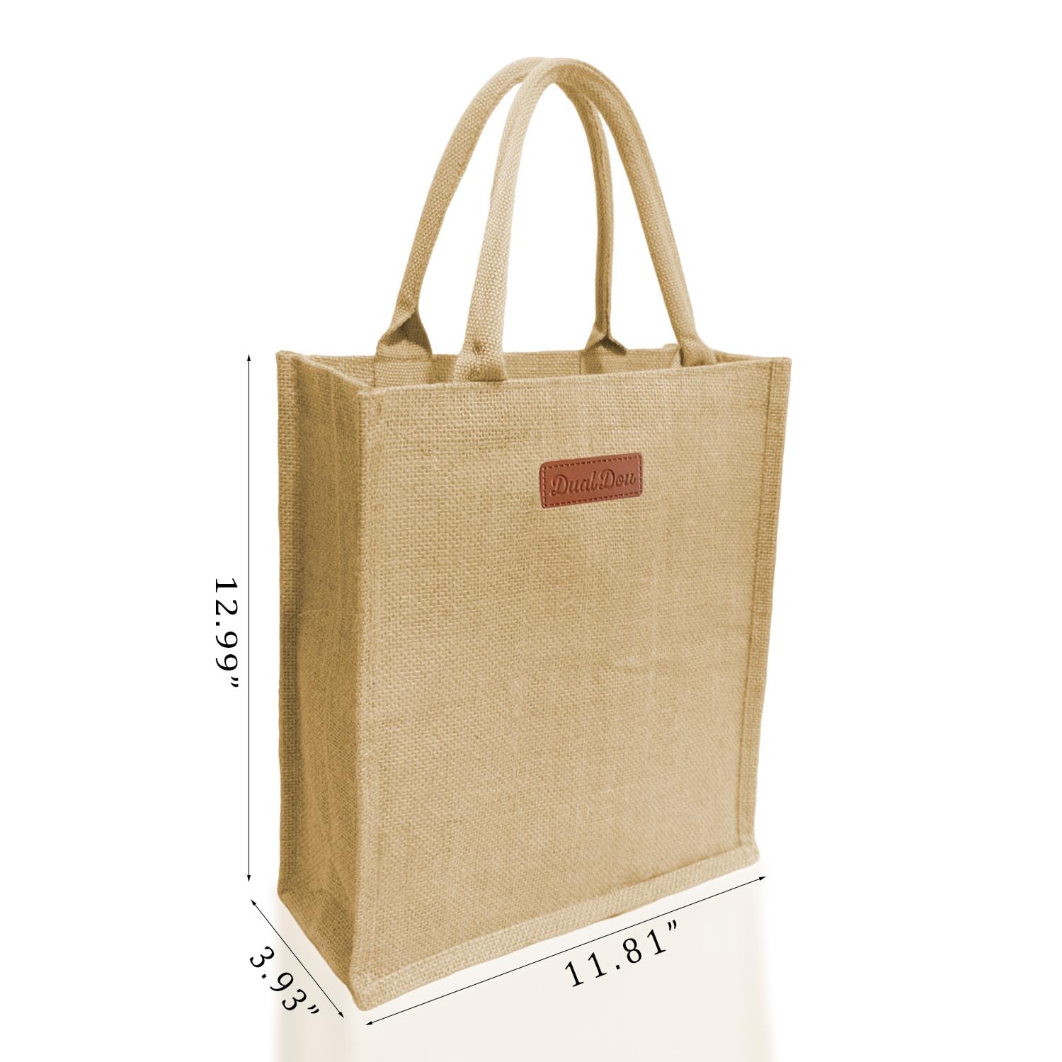 Package contents including jute wine bag burlap gift bag and thank you cards