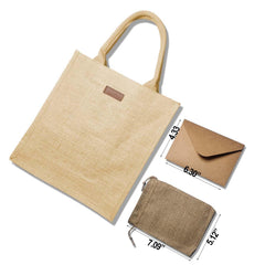 Jute wine tote with soft cotton handles