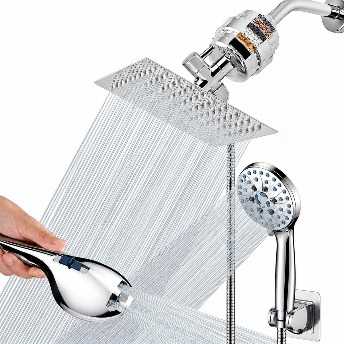 Dual Filtered 8inch stainless steel rain shower head