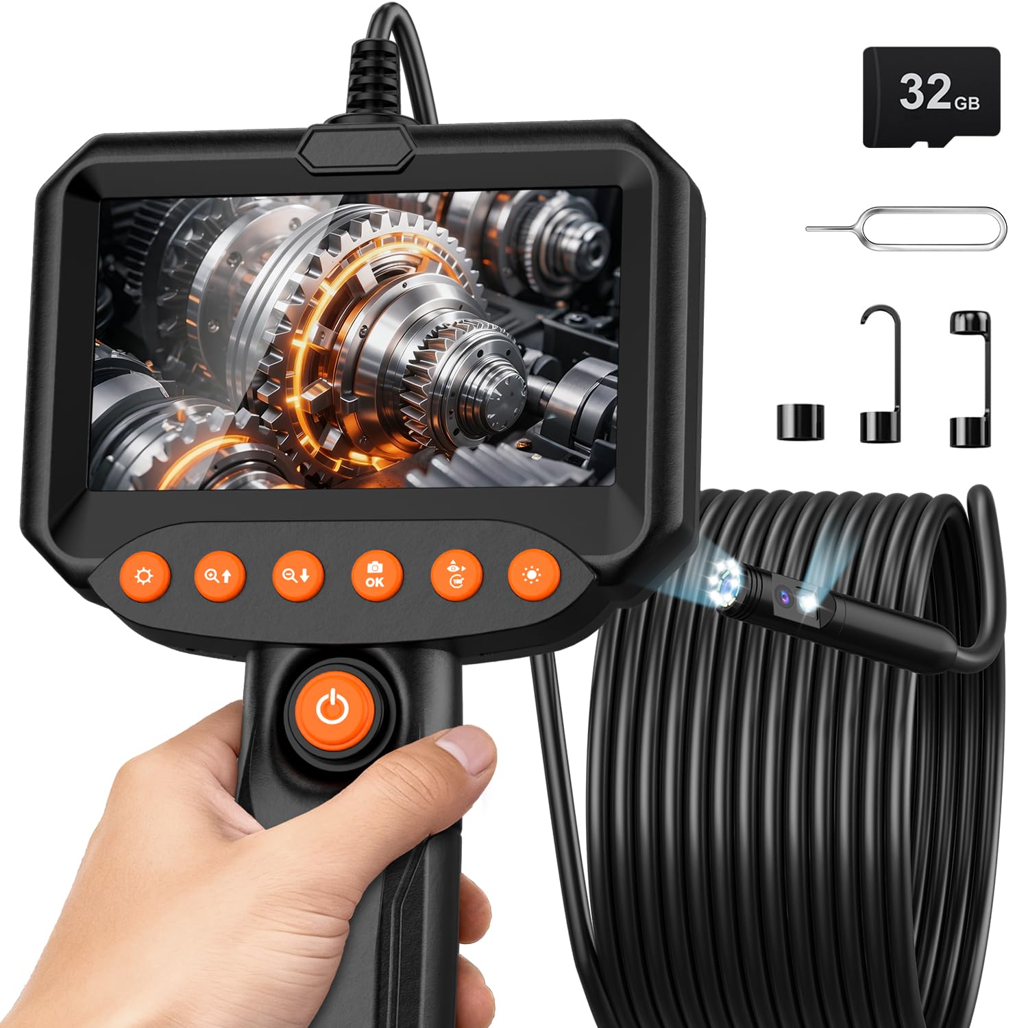 Dual Lens Endoscope Camera with Light 4.3 inch LCD display
