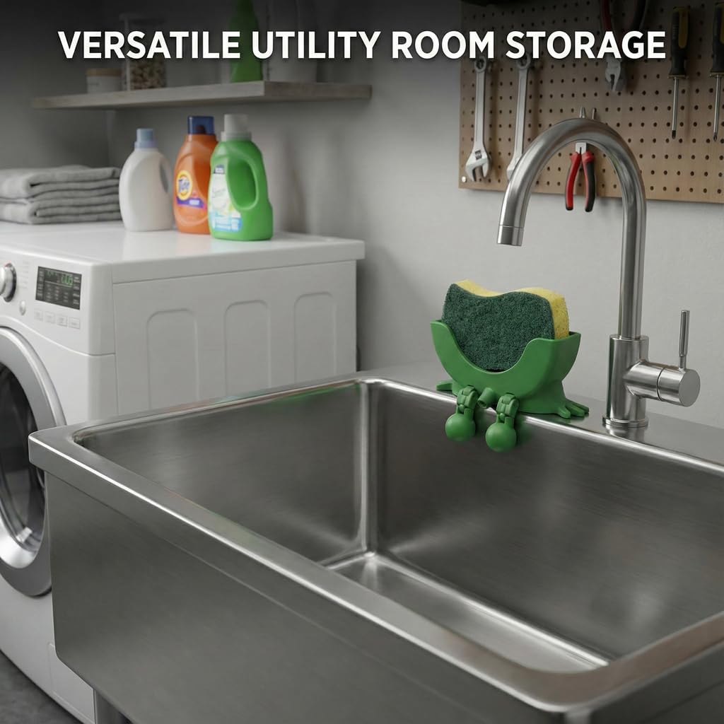 black and green sponge storage for kitchen and bathroom
