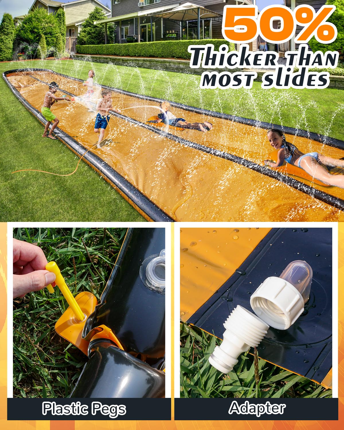 Thicker PVC construction for durable waterslide