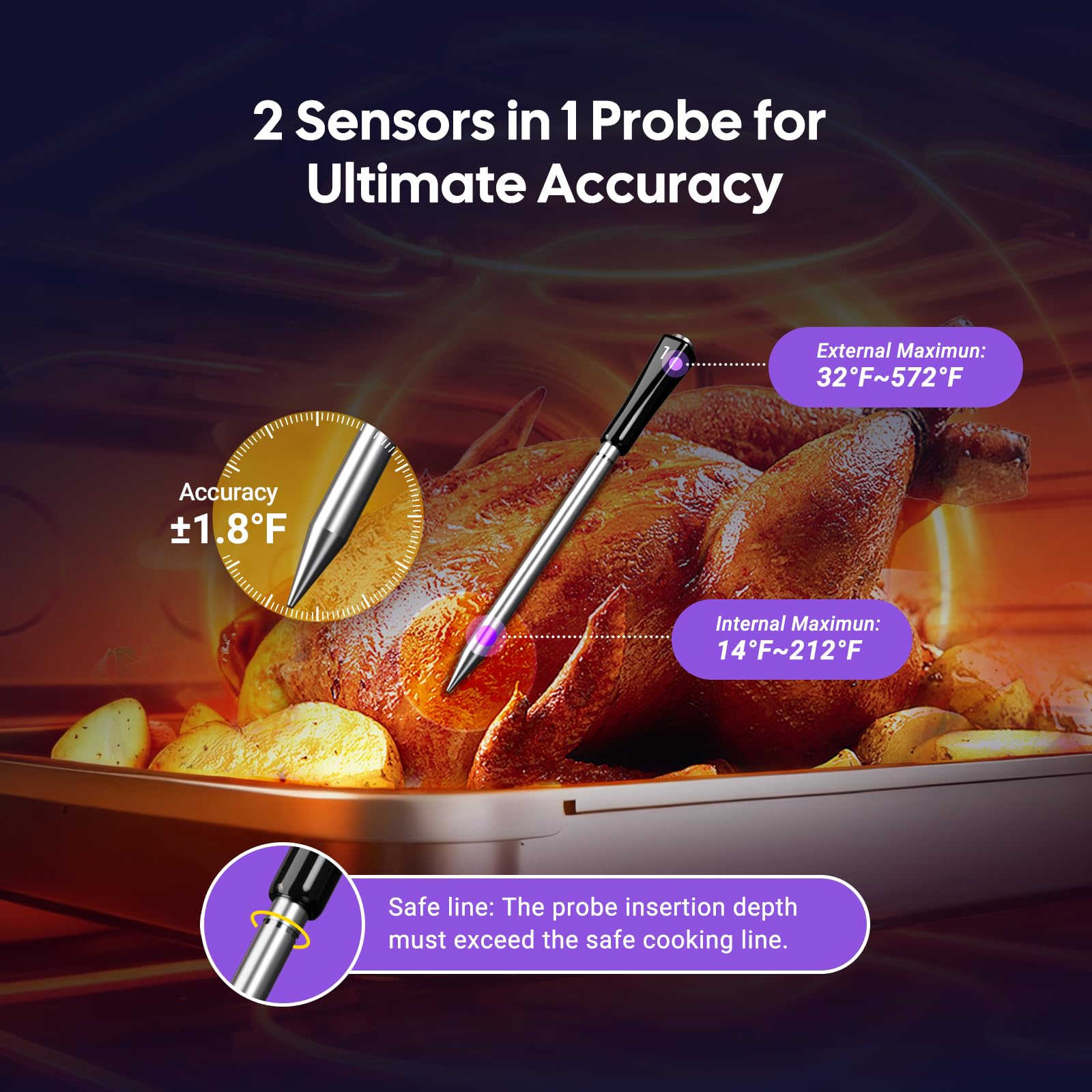 dual sensor probes measuring core and ambient temperature