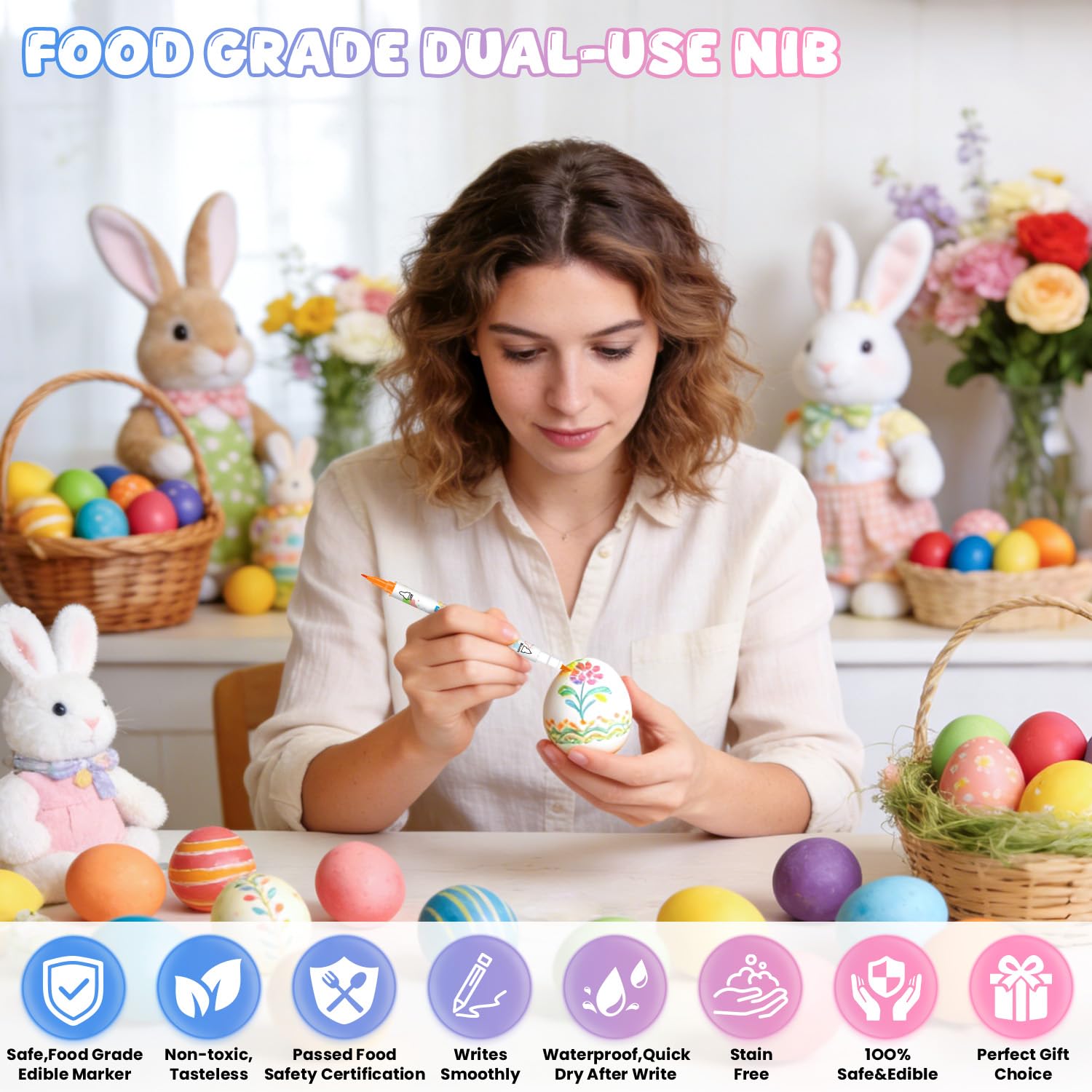 Dual-sided nib edible markers for cakes cookies and fondant