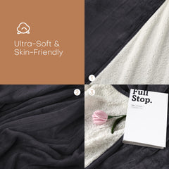 Dual sided blanket highlighting flannel side and breathable cotton back