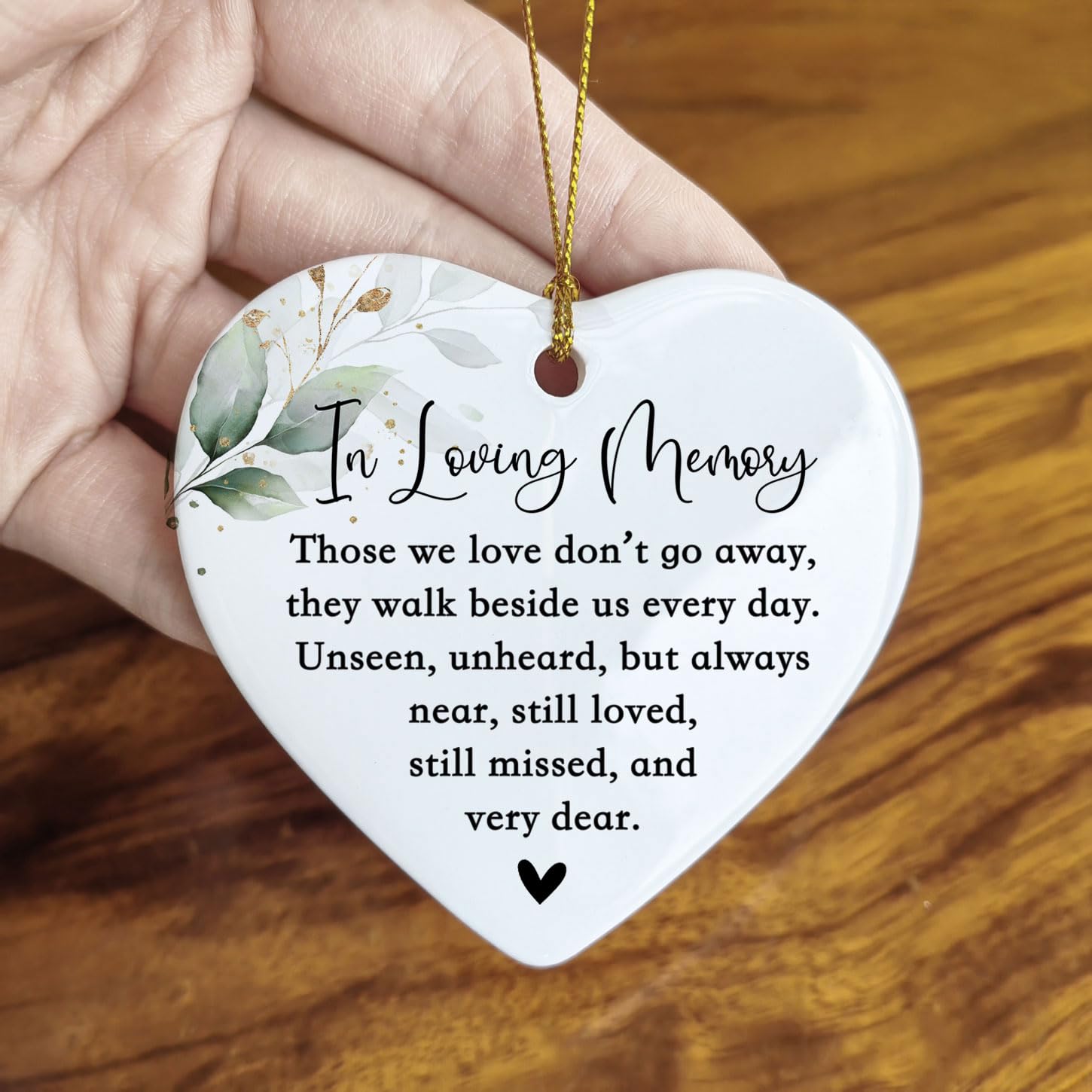 Gold hanging string memorial ornament gift boxed