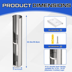 Dual size lid storage design holds 12-24 oz lids