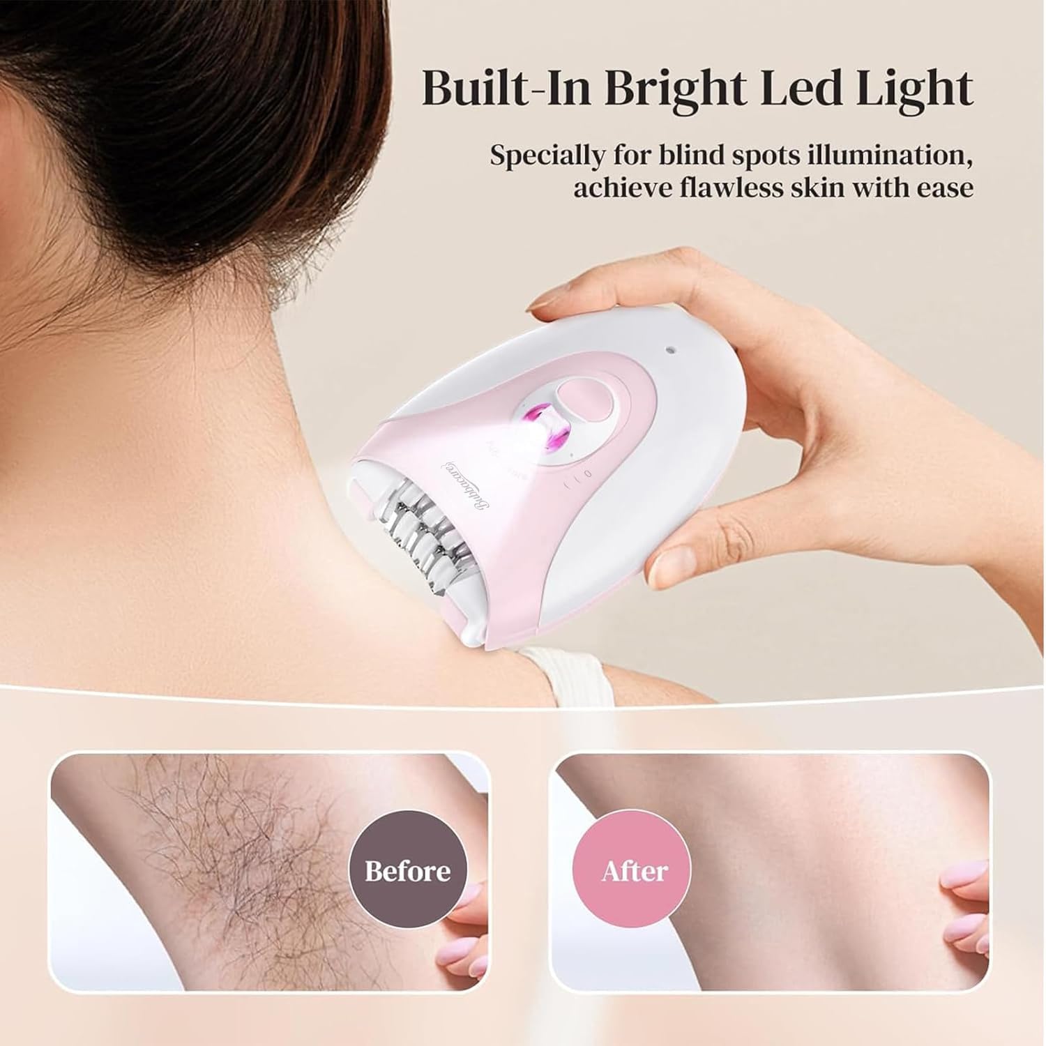 Product showing face and body hair removal capability