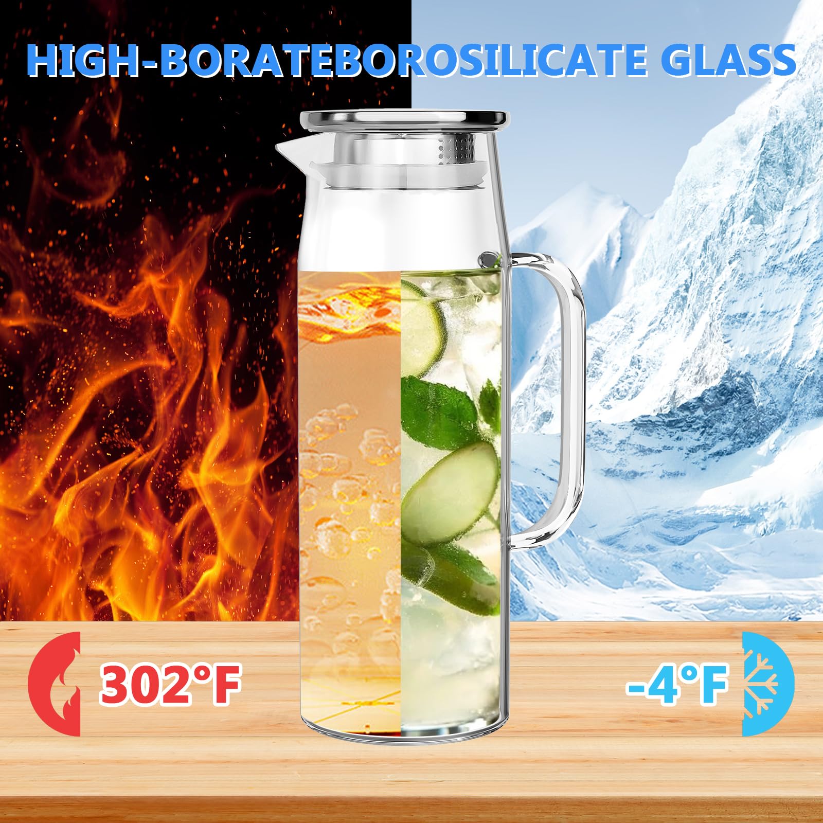 dual spout glass pitcher pour and filter