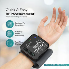 Cuff fits 13.5–21.5 cm with built-in wrapping guide