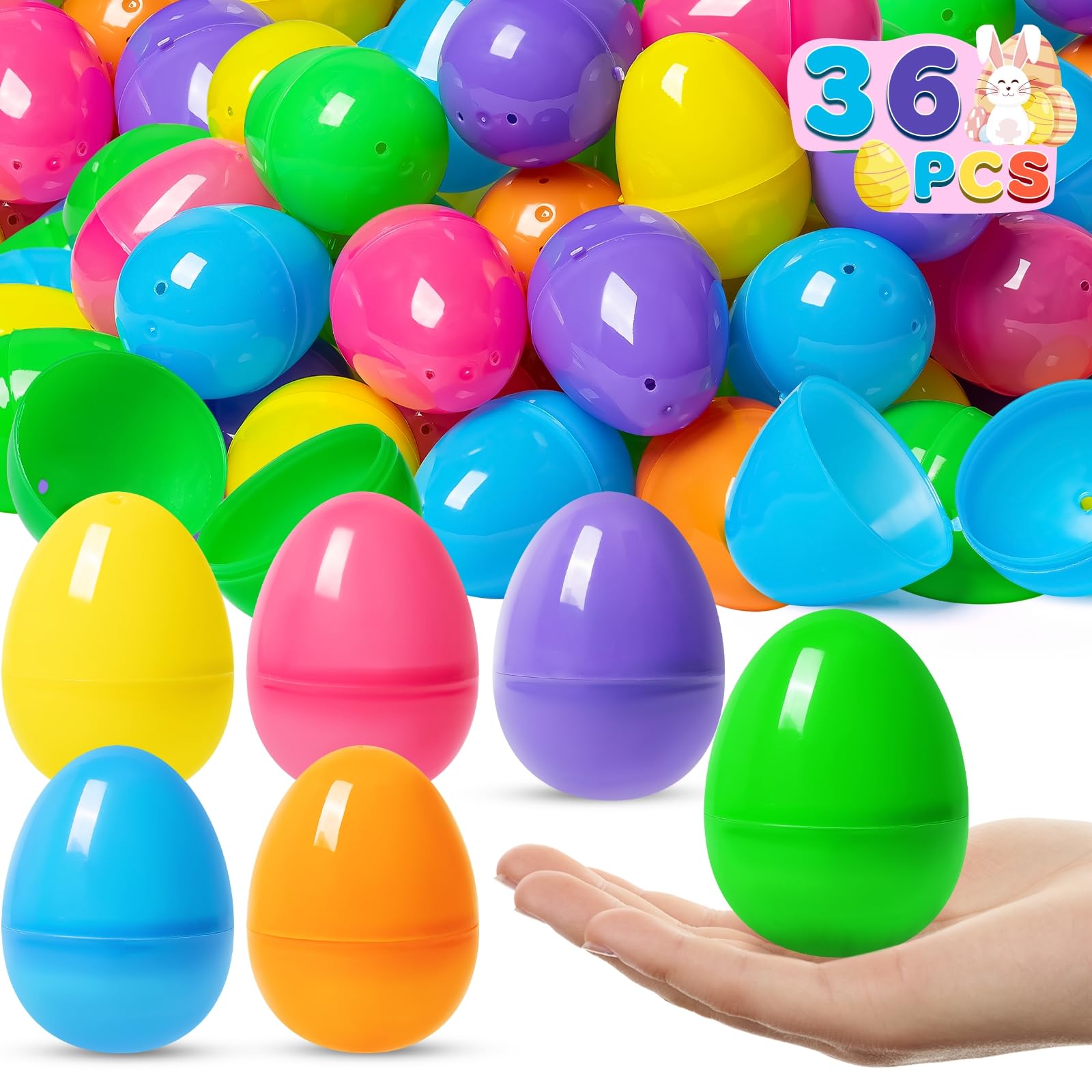 Duchong 36 piece plastic Easter eggs bulk in six colors
