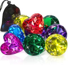 Duchong 9 piece pool toys diving gems in storage net bag
