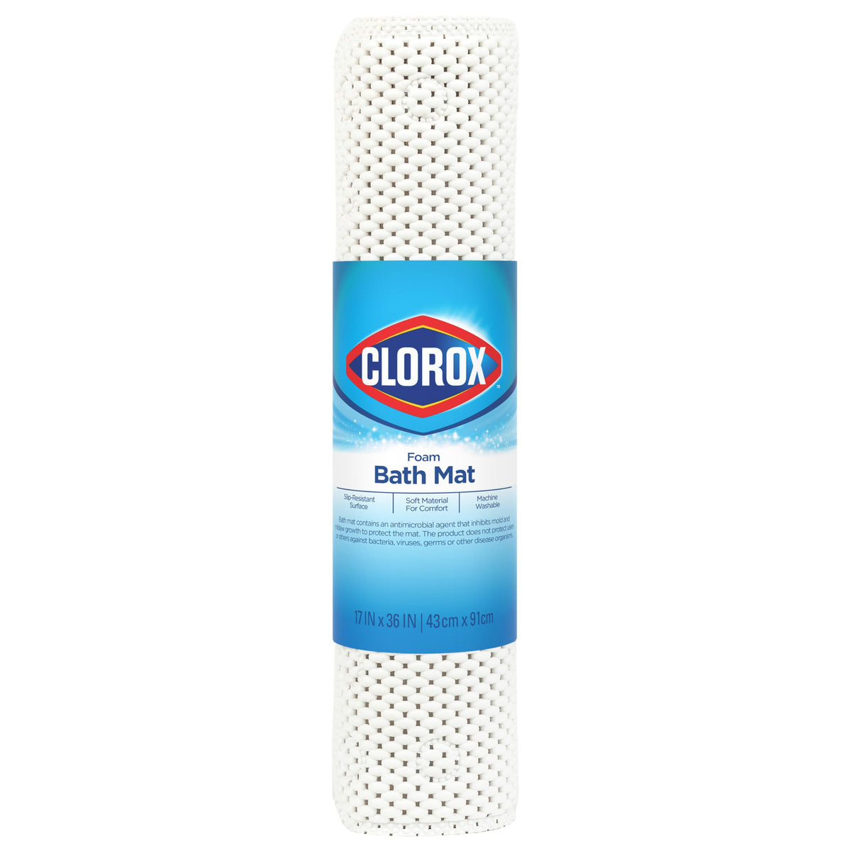 Duck Brand Cushioned Foam Bath Mat for Tubs white 17x36 with suction cups